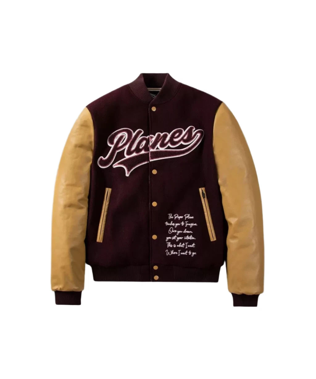 Planes Varsity Jacket - Burgundy