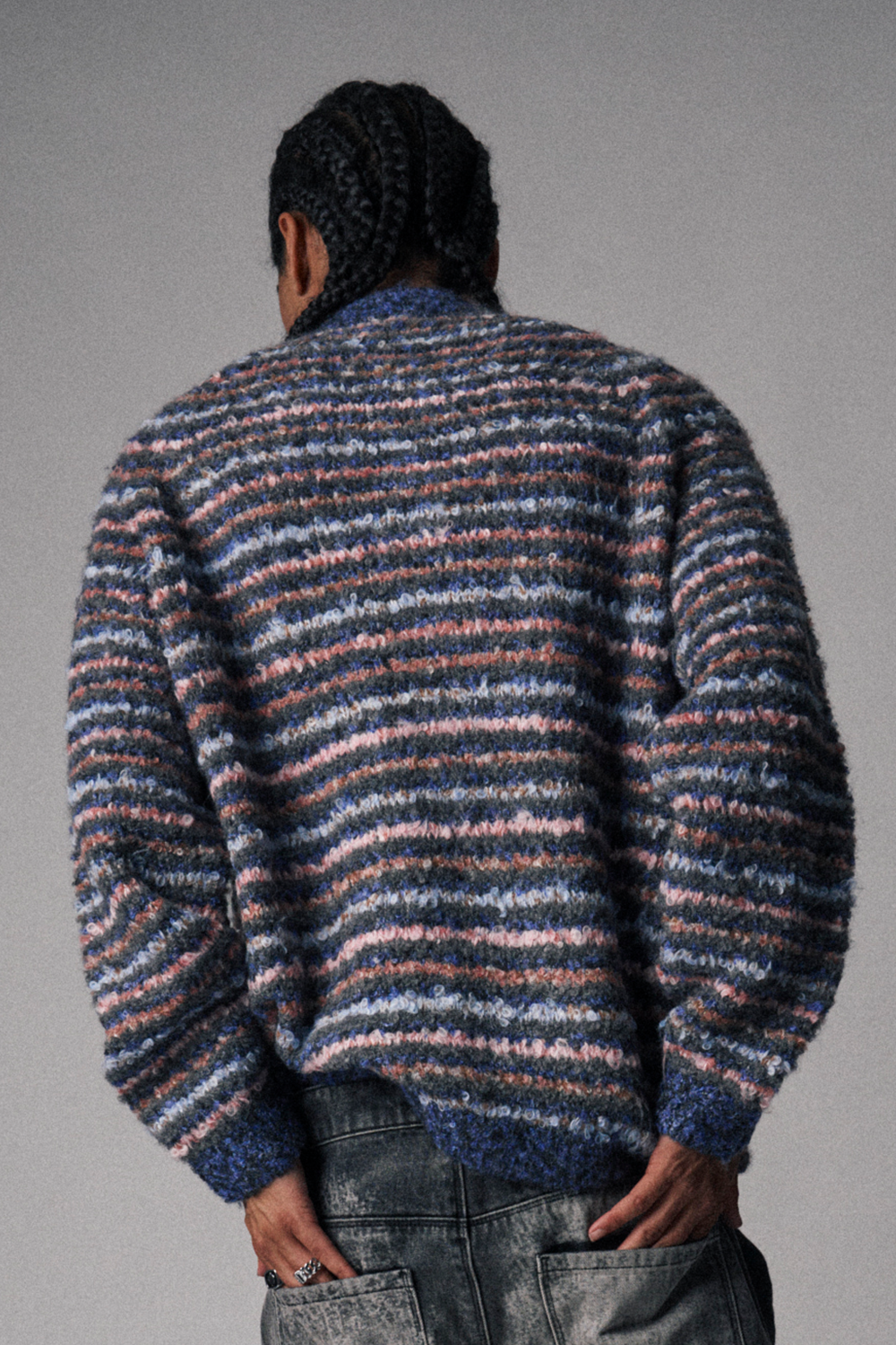 Rafi Zip Up Sweater - Blue Static