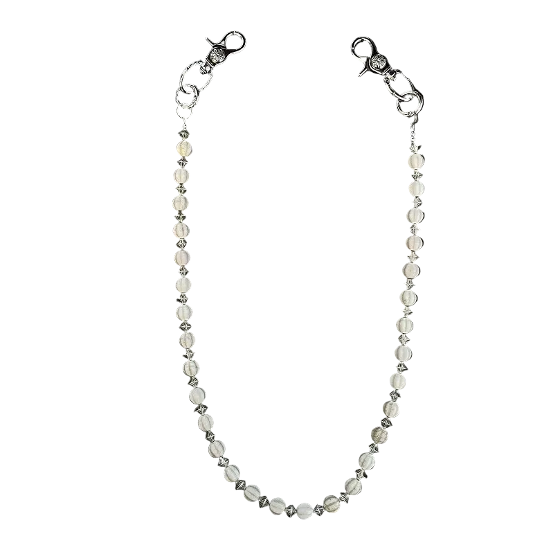 Beaded Wallet Chain - Silver
