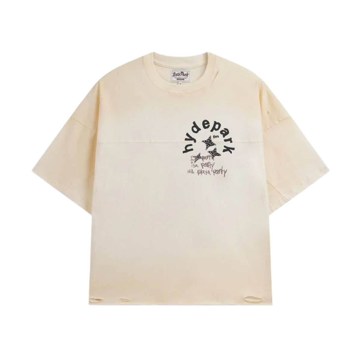 Aged Cotton Double Yoke Tee Crop - Cream
