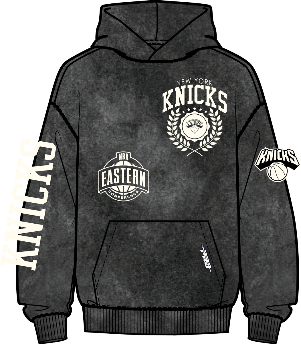 NEW YORK KNICKS STREET TEAM ENZYME WASH DS FT PO HOODIE - WASHED BLACK