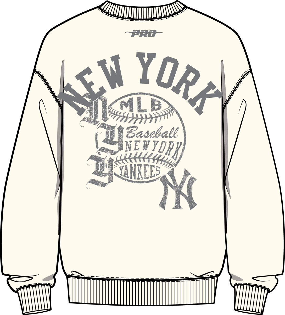 NEW YORK YANKEES STREET TEAM M DROP SHOULDER FLC CREWNECK - EGGSHELL