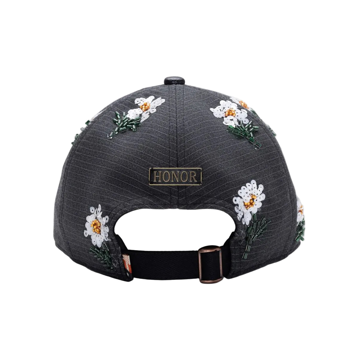 Flowers Beaded 6 Panel Cap - Black