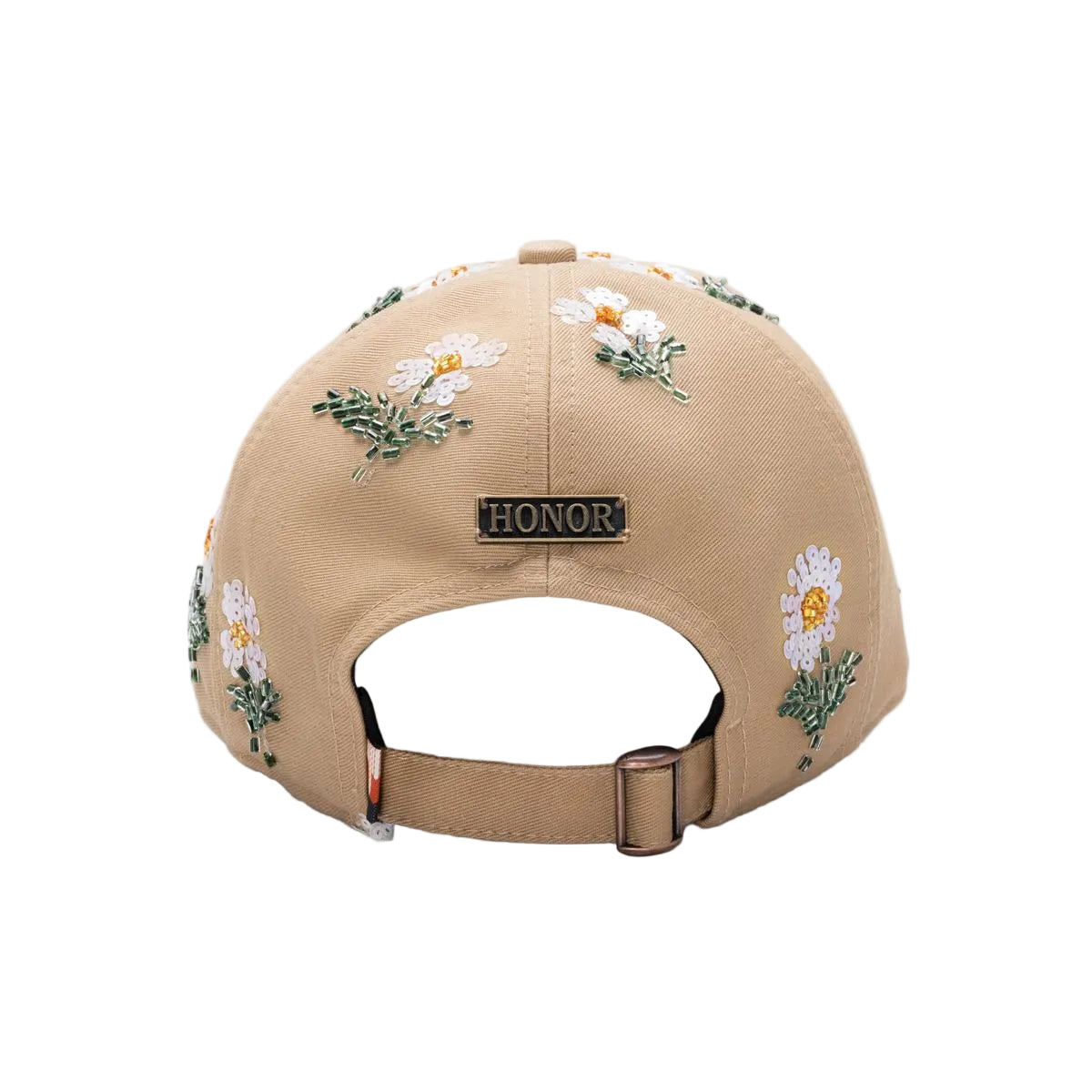 Flowers Beaded 6 Panel Cap - Taupe
