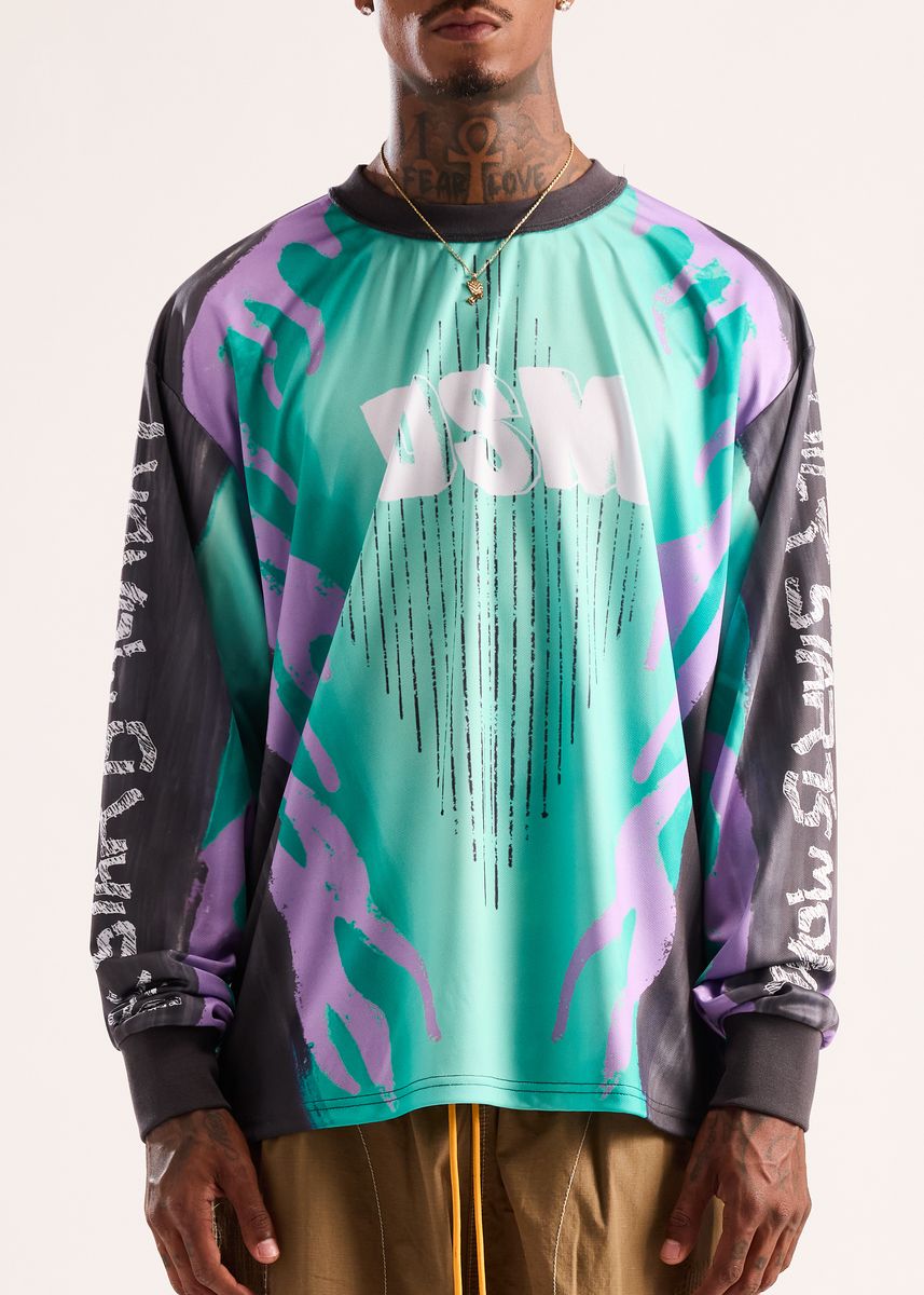 MX Flame Jersey - Teal/Purple