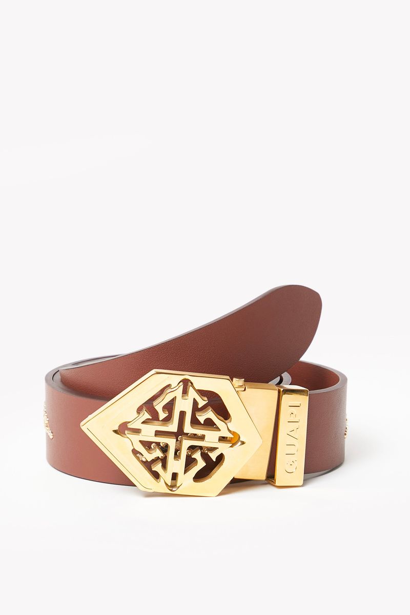 Gold Emblem Belt - Brown