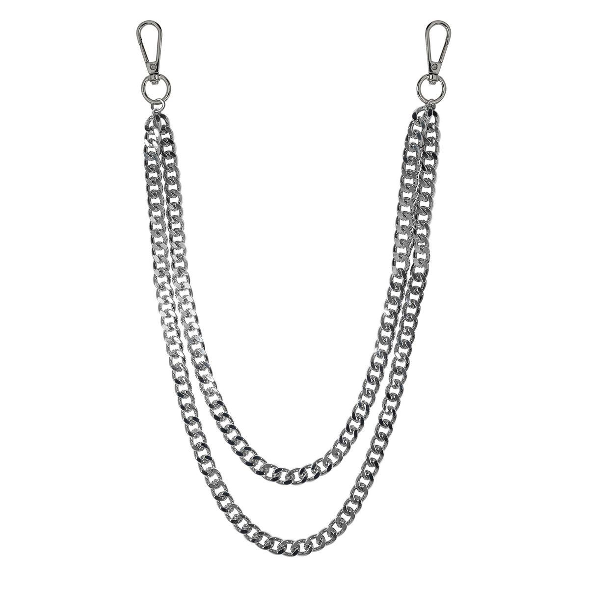 Double Chain Cuban Link Wallet Chain - Silver