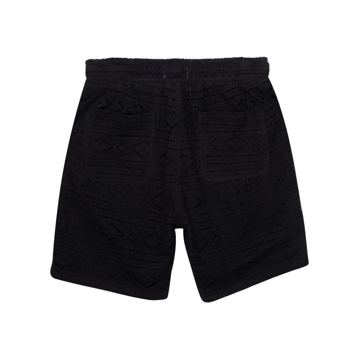 Pointelle Crochet Drawcord Shorts - Black