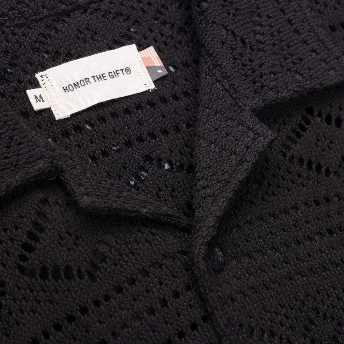 Pointelle Crochet Camp Collar - Black