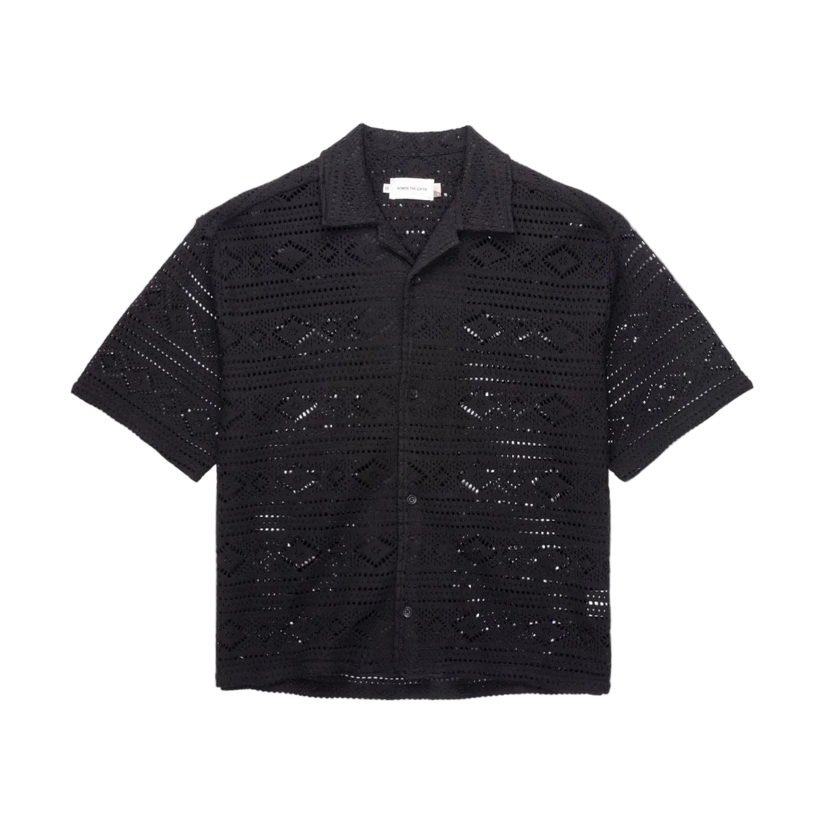 Pointelle Crochet Camp Collar - Black