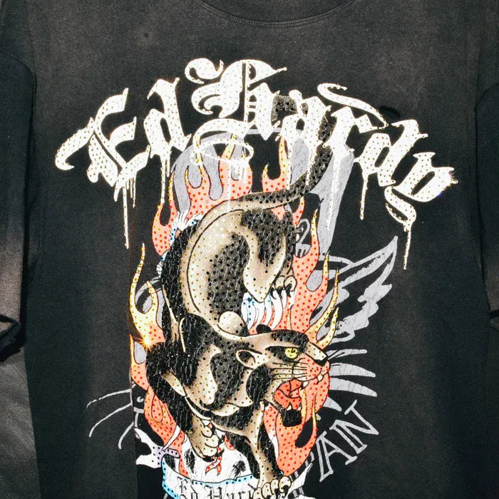 Panther Cropped T-Shirt - Vintage Black