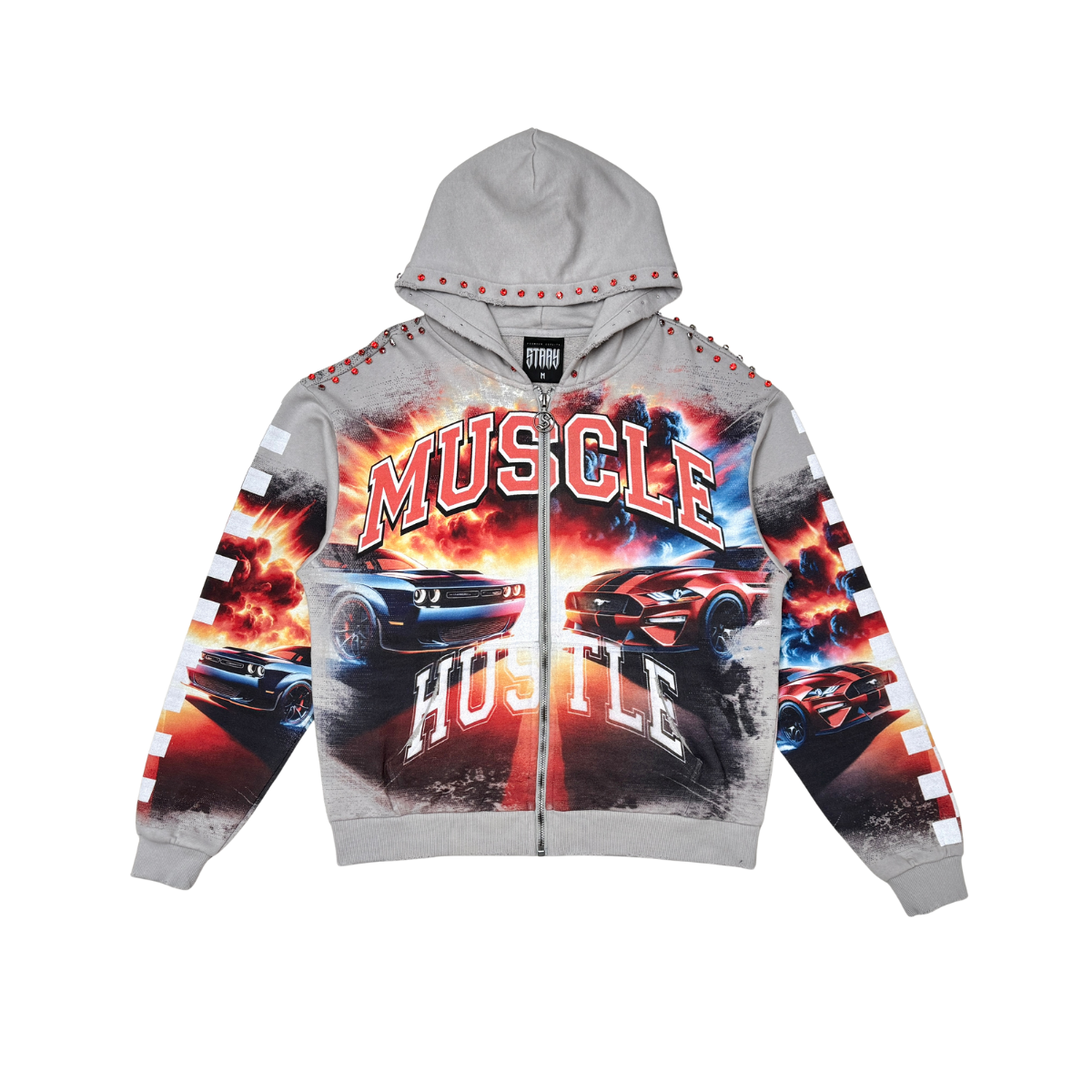 Muscle Hustle Zip Hoodie - Grey