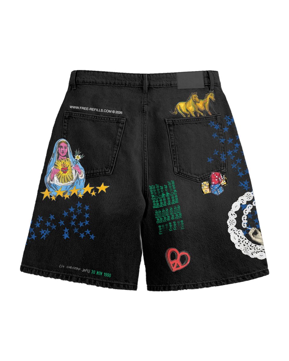 Collage Shorts - Black
