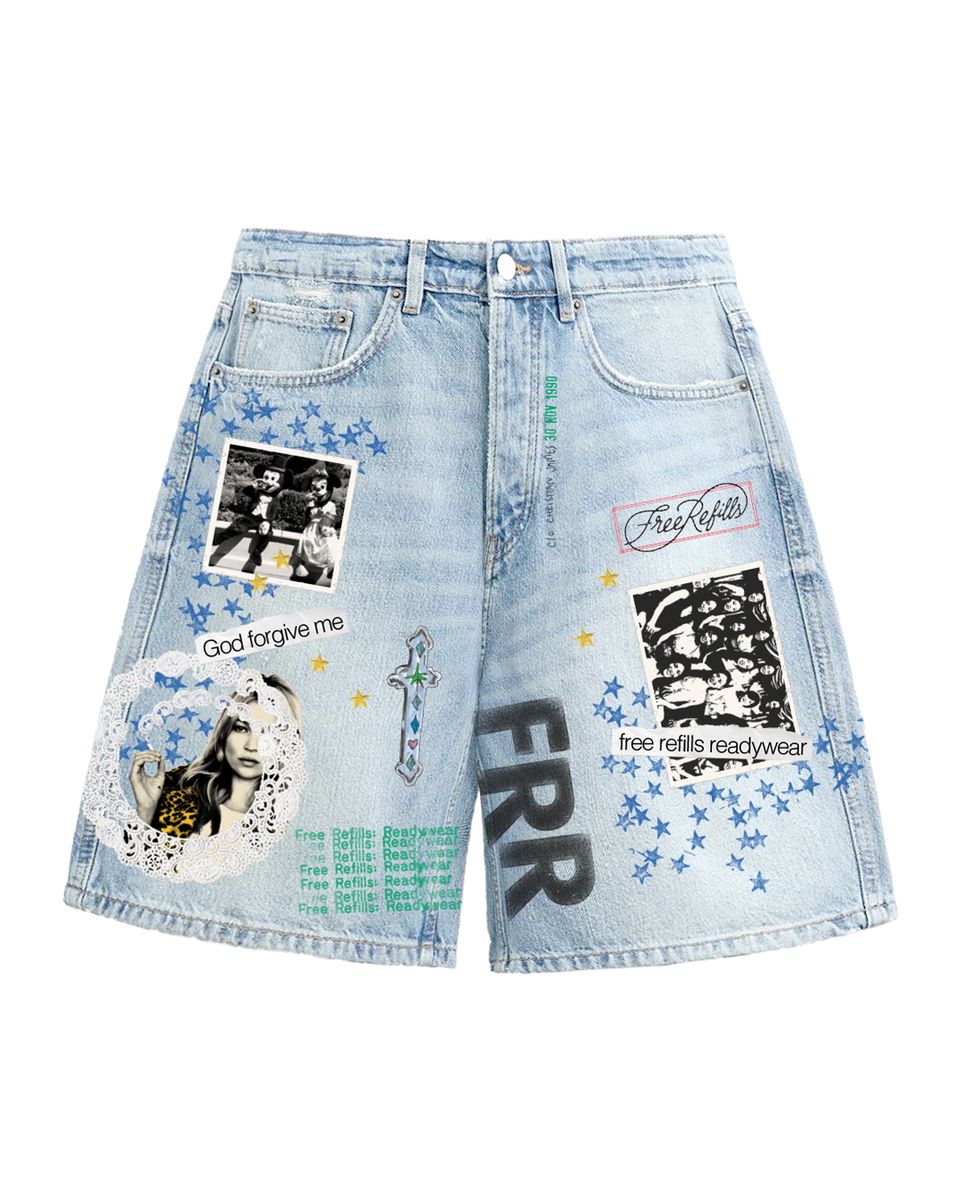 Collage Shorts - Light Blue