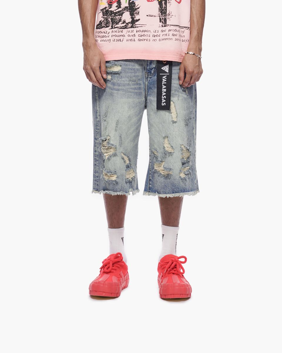 Snapped Baggy Jorts - Blue Wash