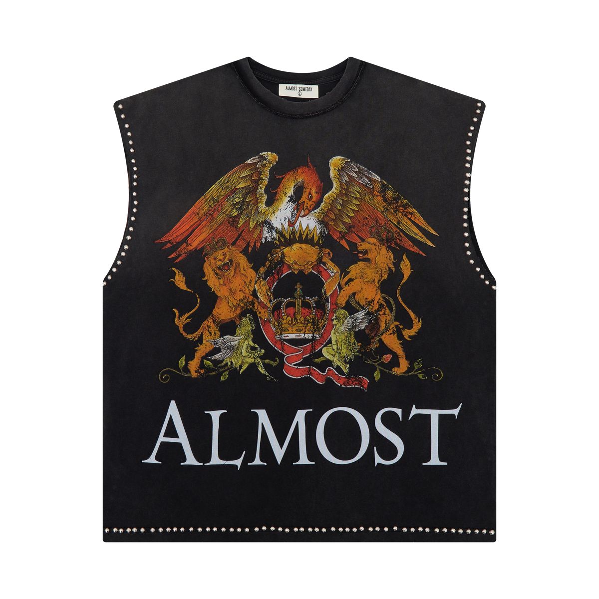 Crowned Cut Off T-Shirt - Sun Fade Black