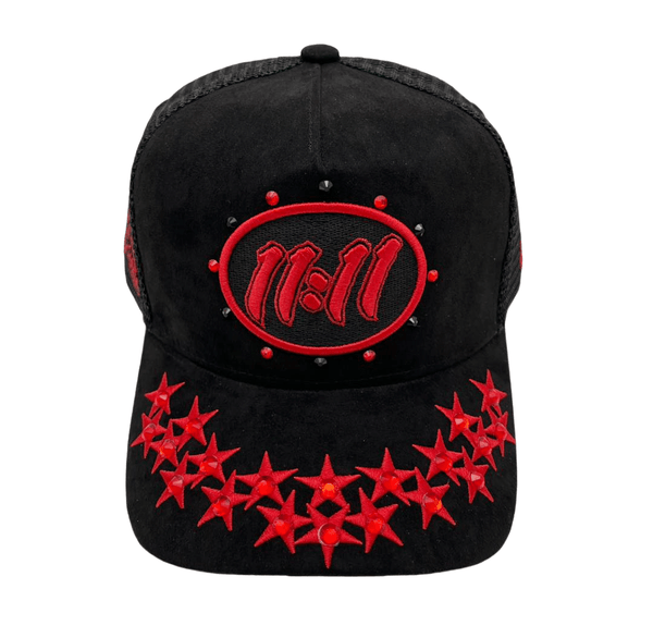Diamond 777 Suede Trucker Hat - Black Red – Sammys NYC