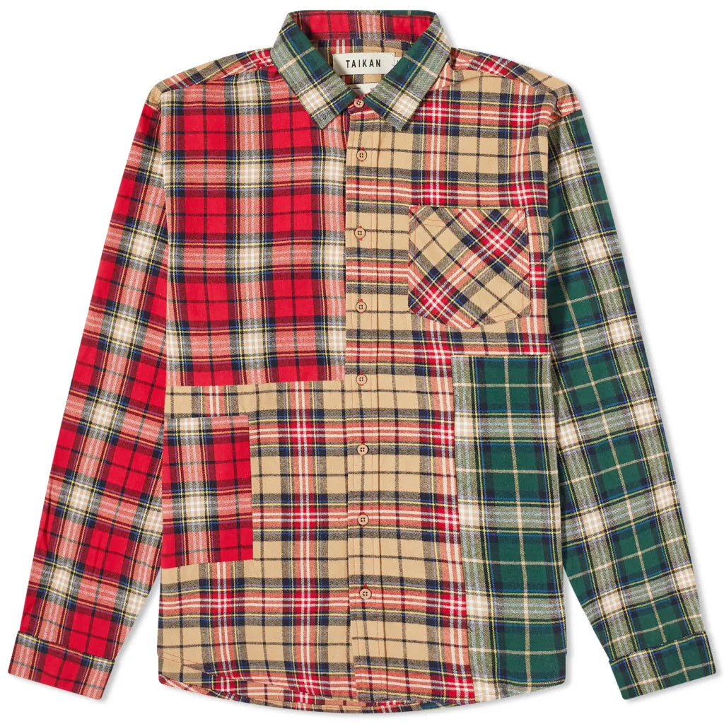 Patchwork Shirt - Sand & Red