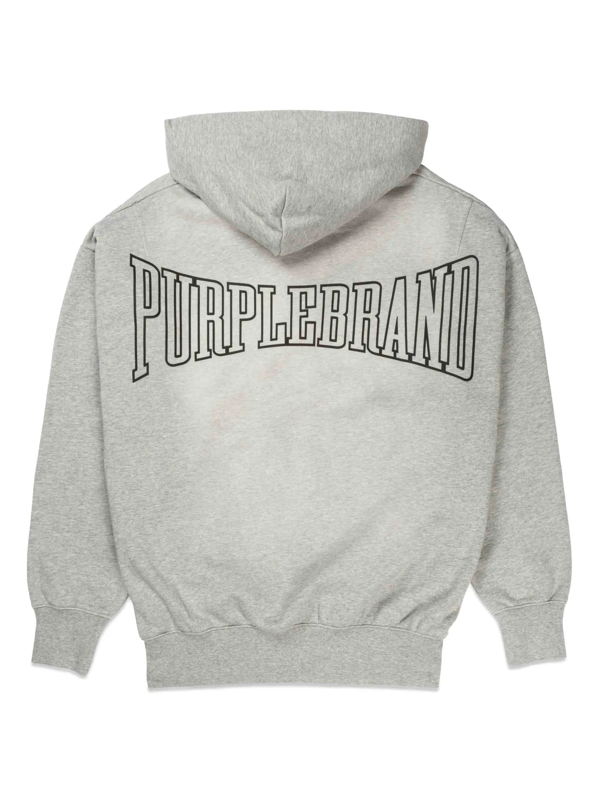Purple Brand Logo Hoodie - Heather Grey