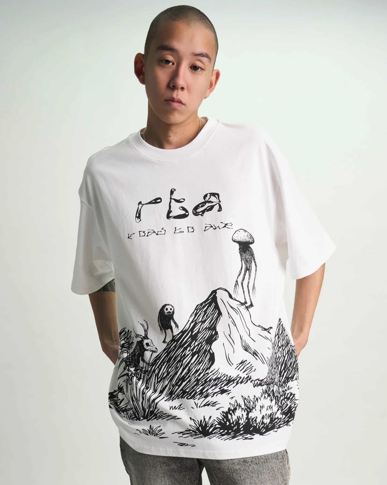 Colin Oversized Short Sleeve T-Shirt - White Creature Scenery