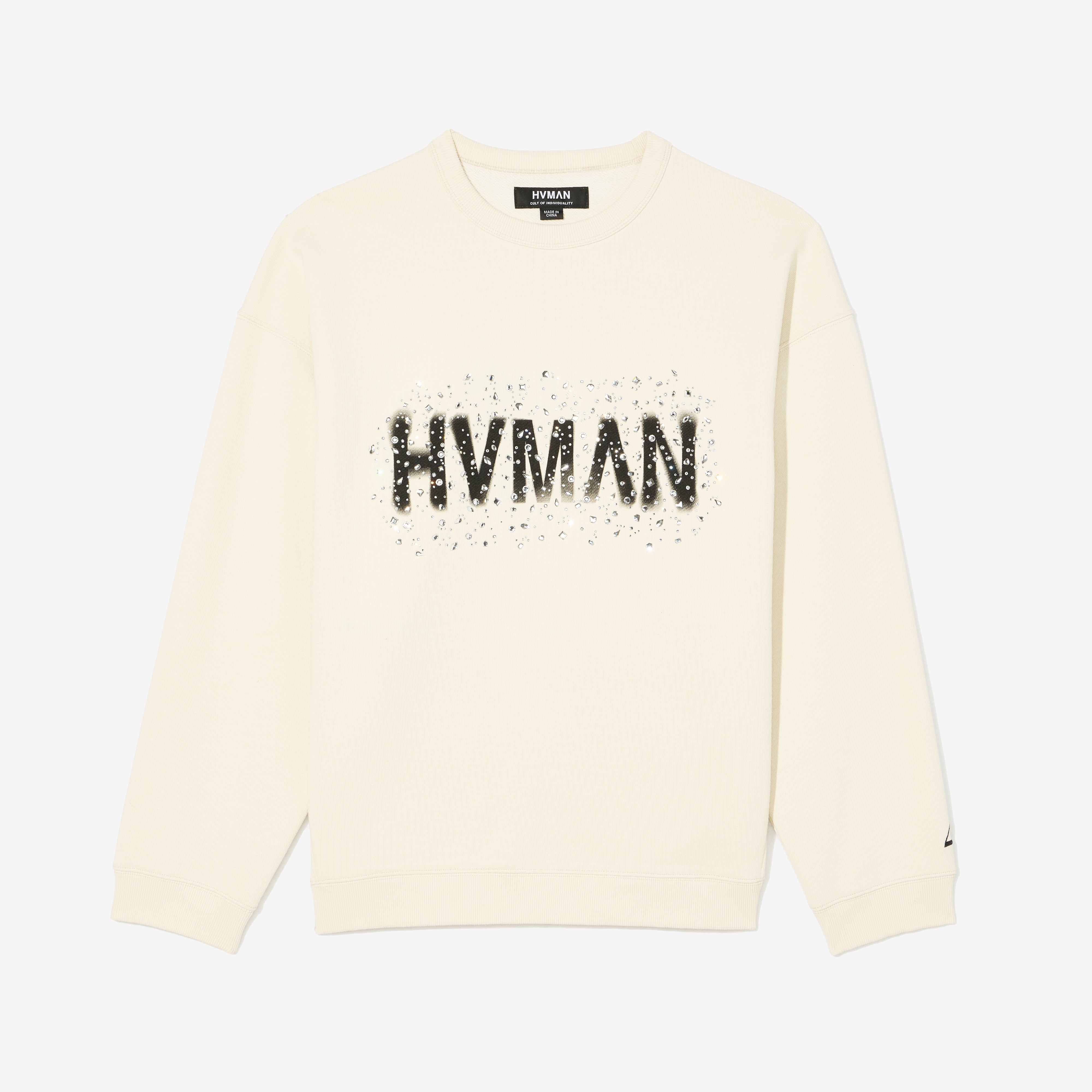 Hvman's Crewneck Sweater "Hvman Diamonds" in Winter White