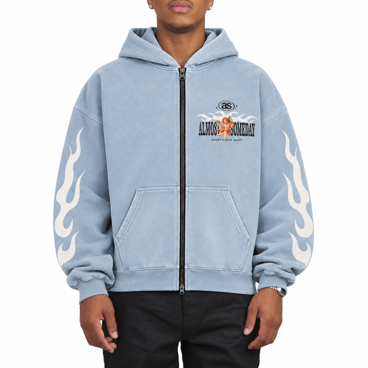 Members Zip Hoodie - Light Blue