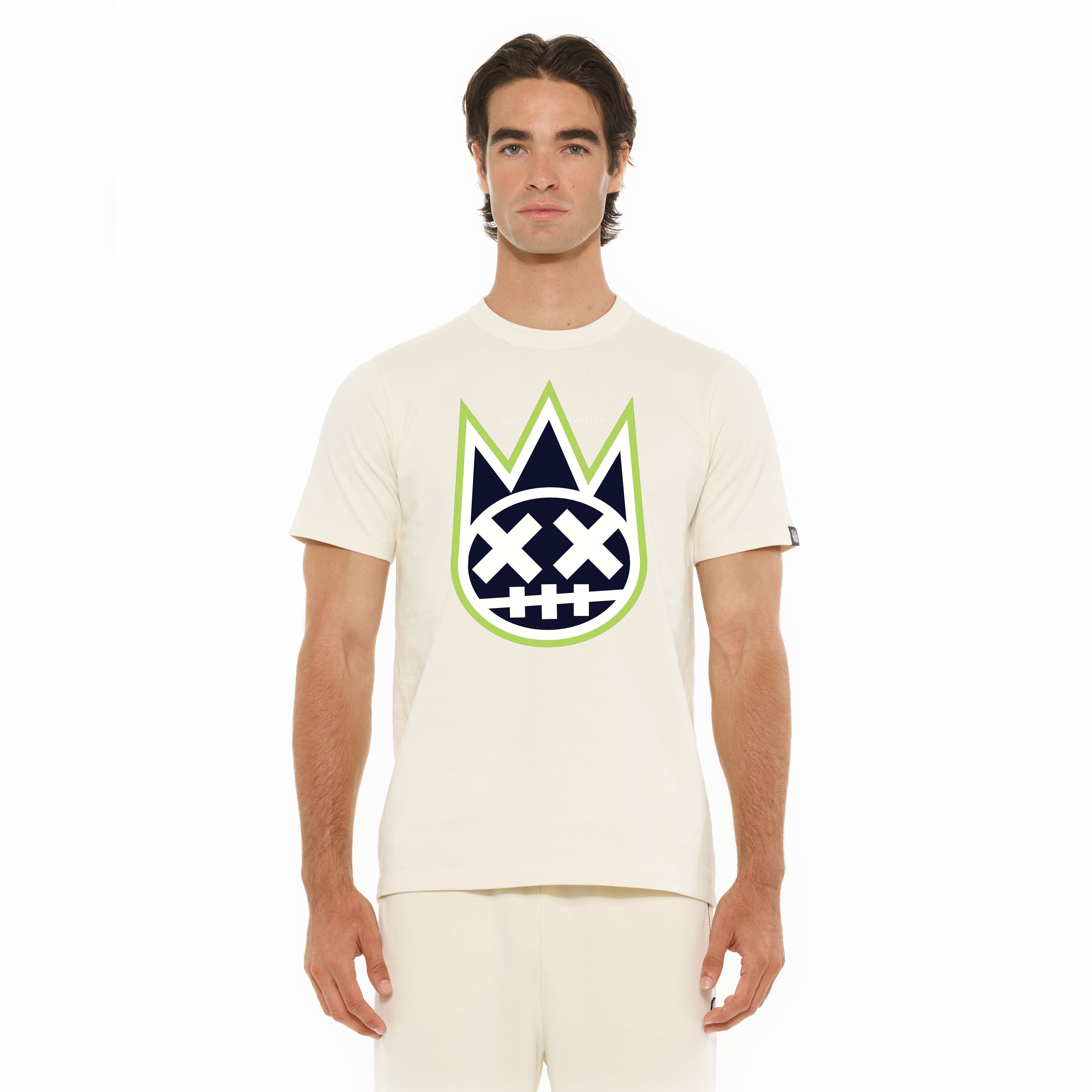 Cult's S/S Crew Neck Logo Tee in Winter White