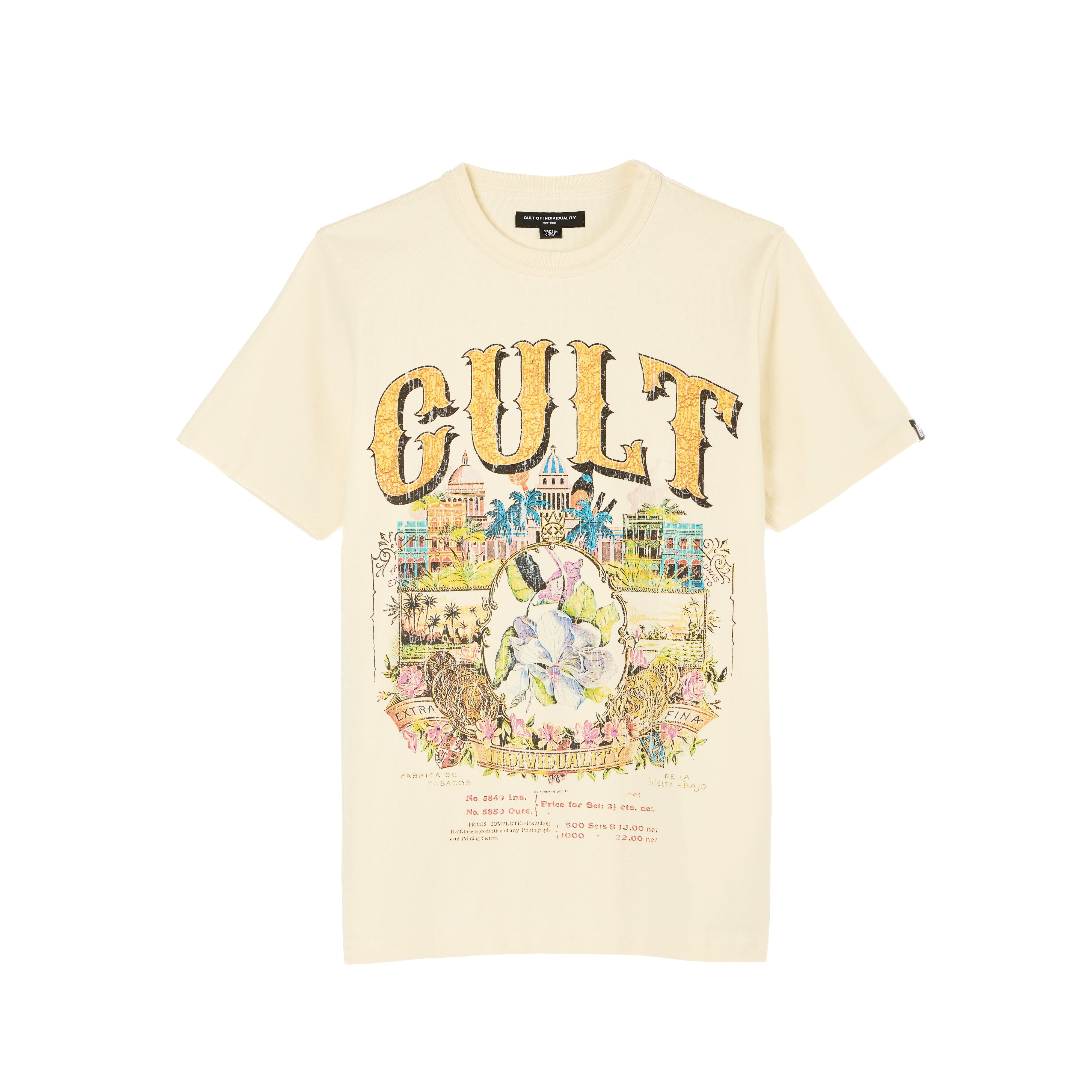 Cult's Heavyweight Short Sleeve Crew Neck Tee "Cuba" in Winter White