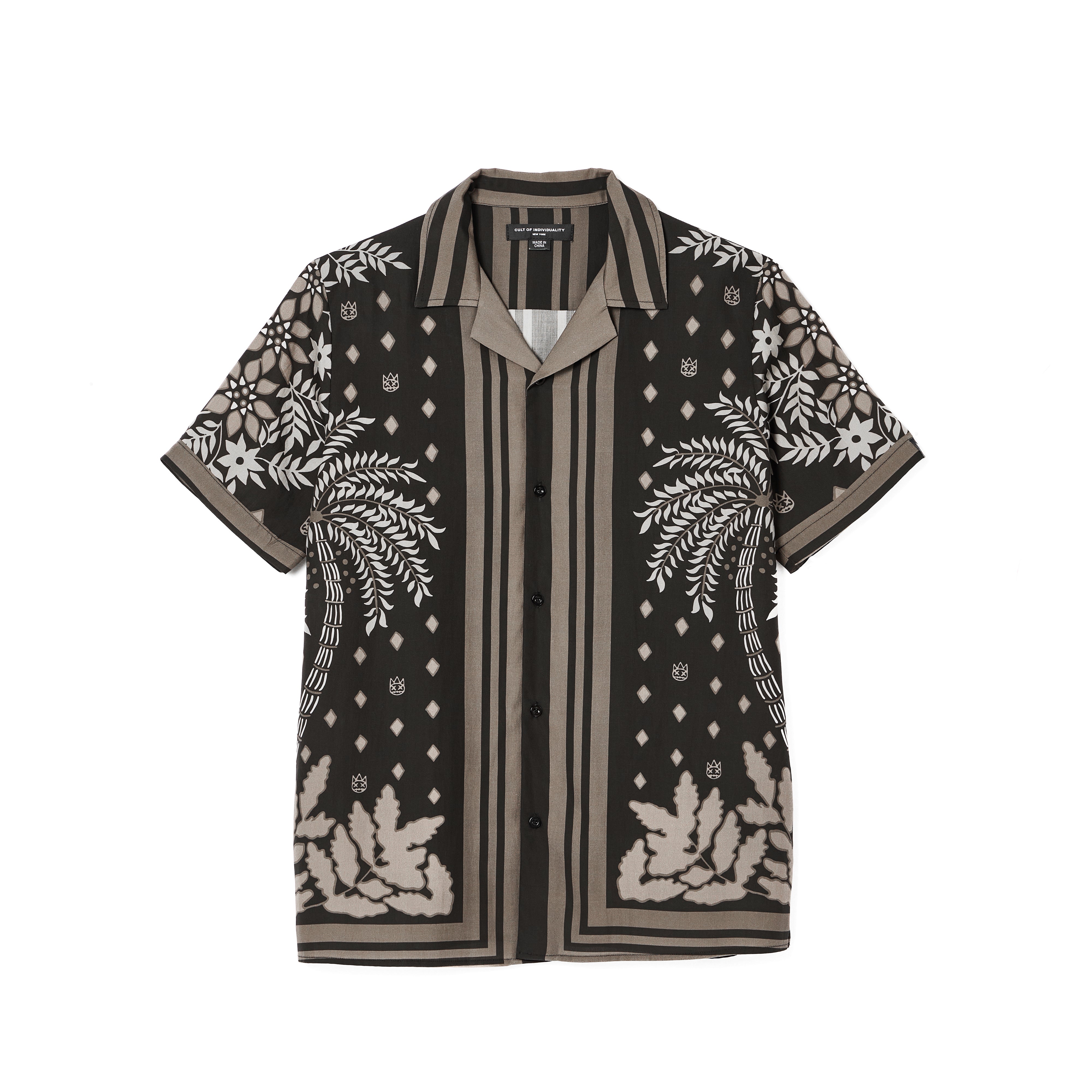Cult's Cuban Short Sleeve Woven Shirt in Black Retro