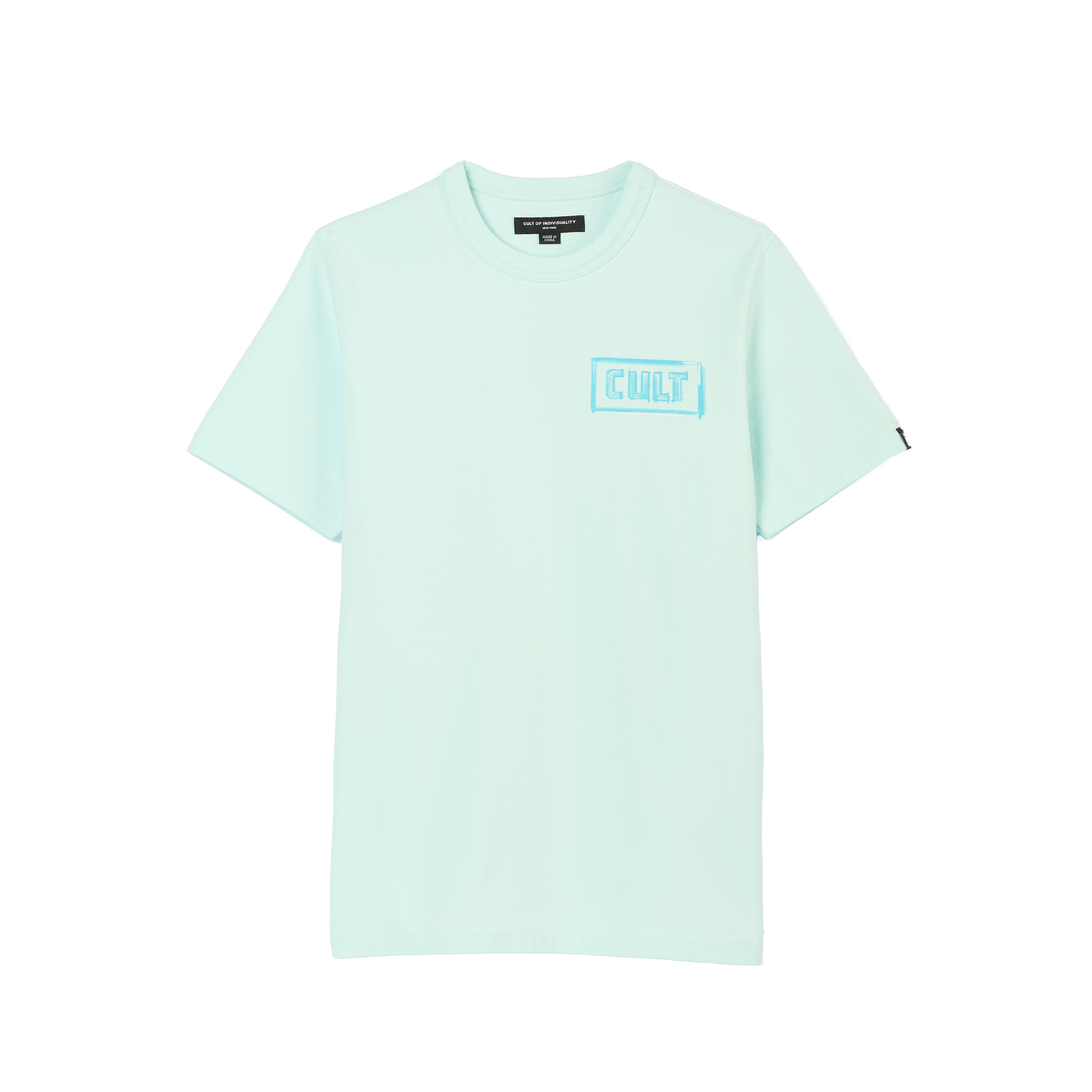 Cult's Heavyweight Short Sleeve Crew Neck Tee "Stroke" in Powder Blue