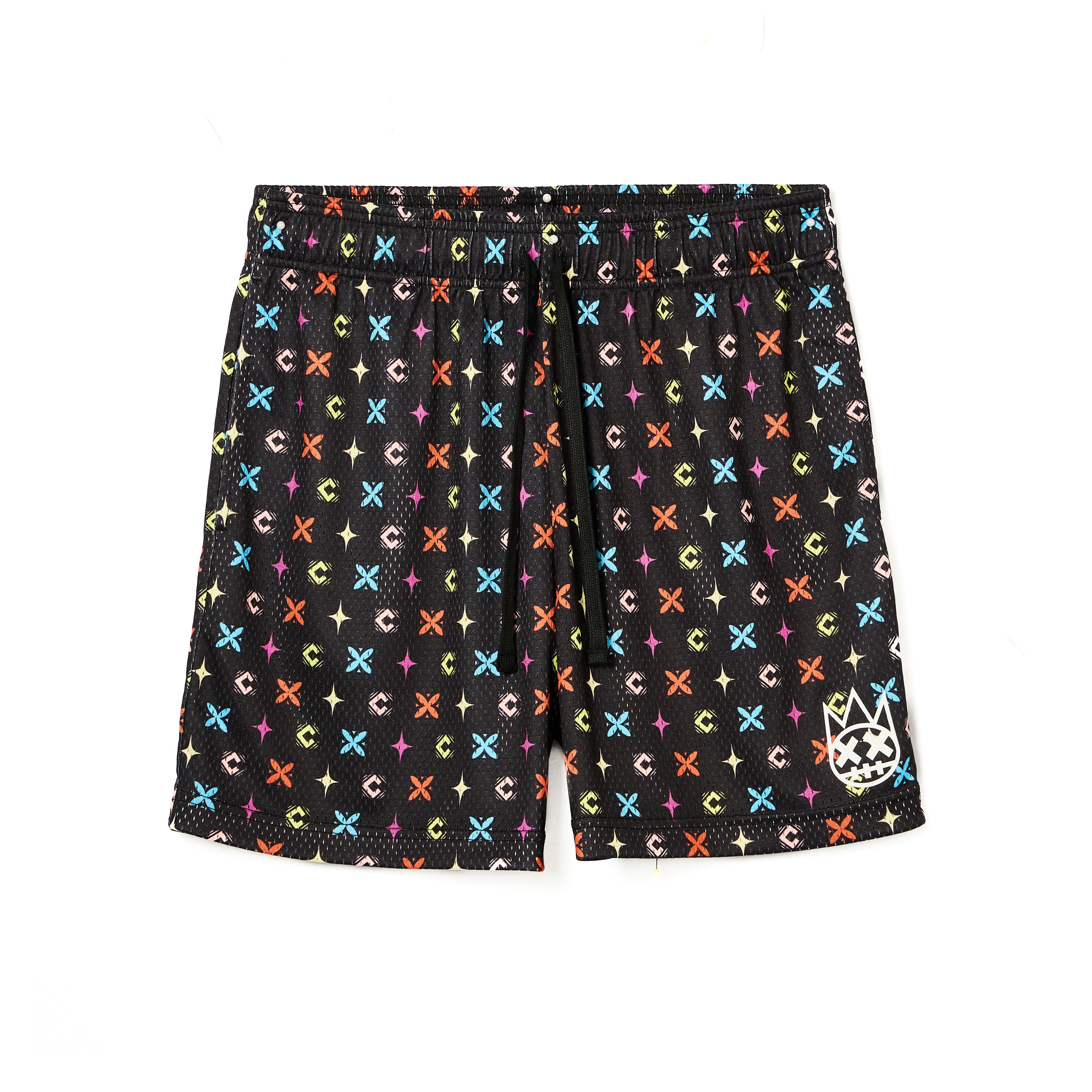 Cult's Mesh Shorts in Repeat Pattern Black