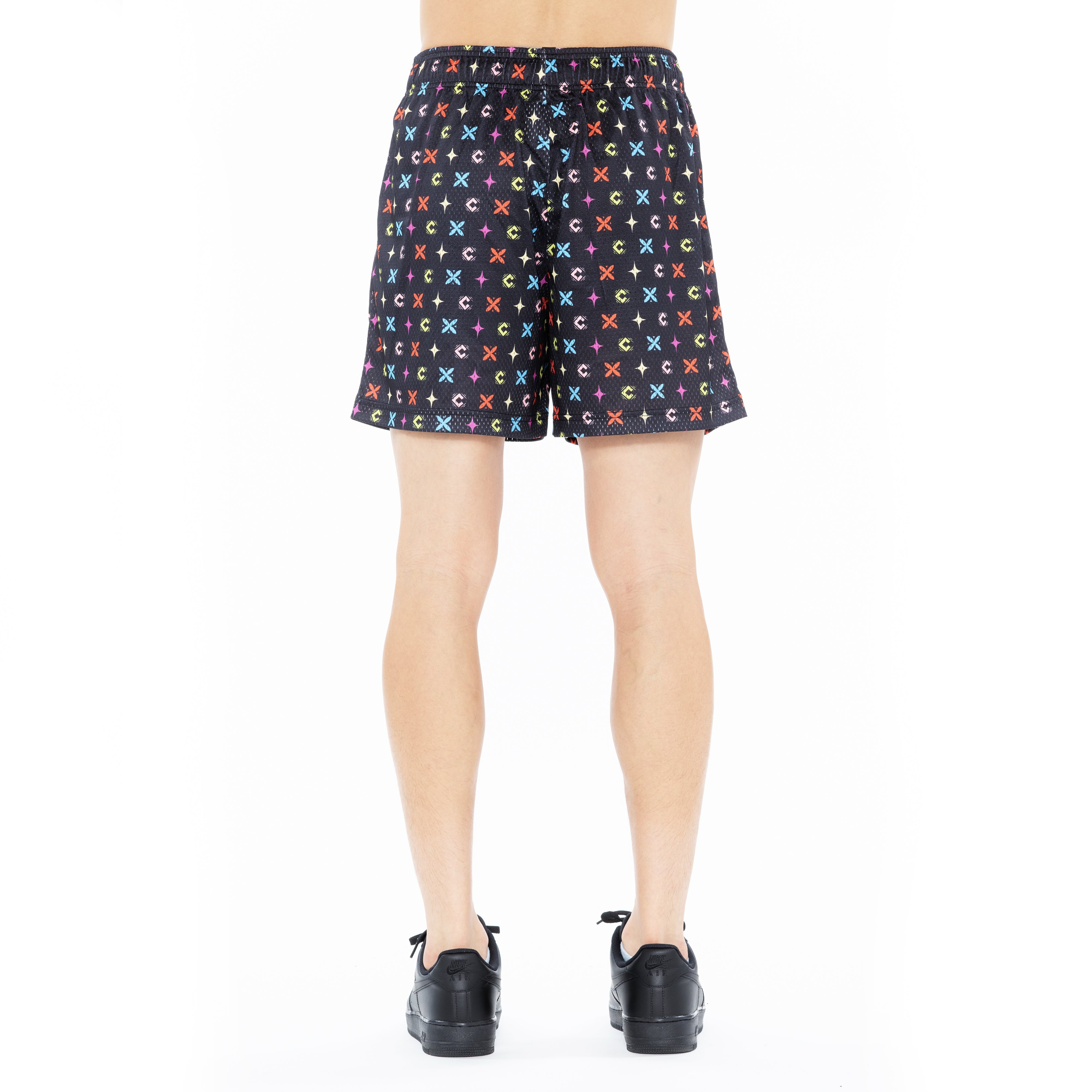Cult's Mesh Shorts in Repeat Pattern Black