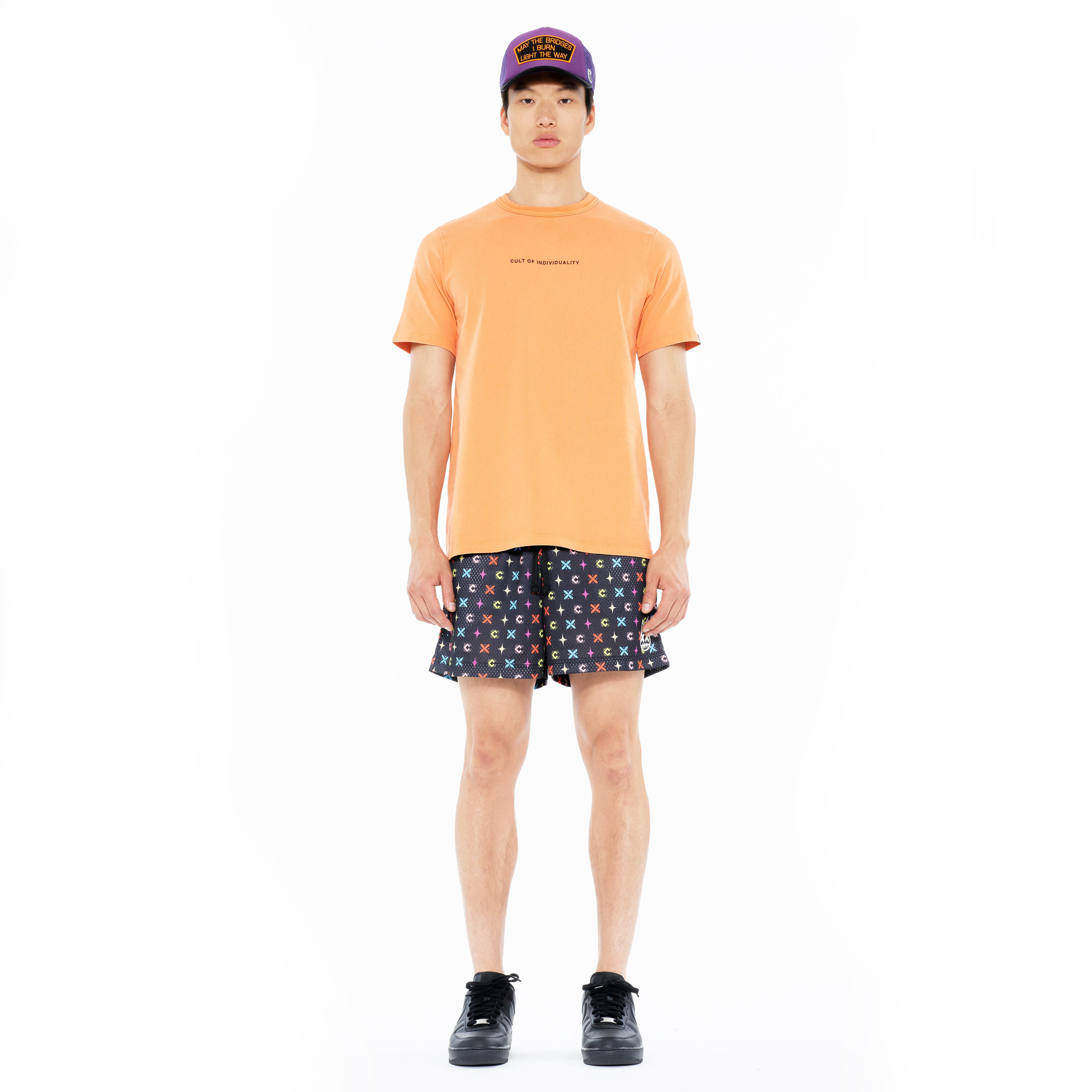 Cult's Mesh Shorts in Repeat Pattern Black