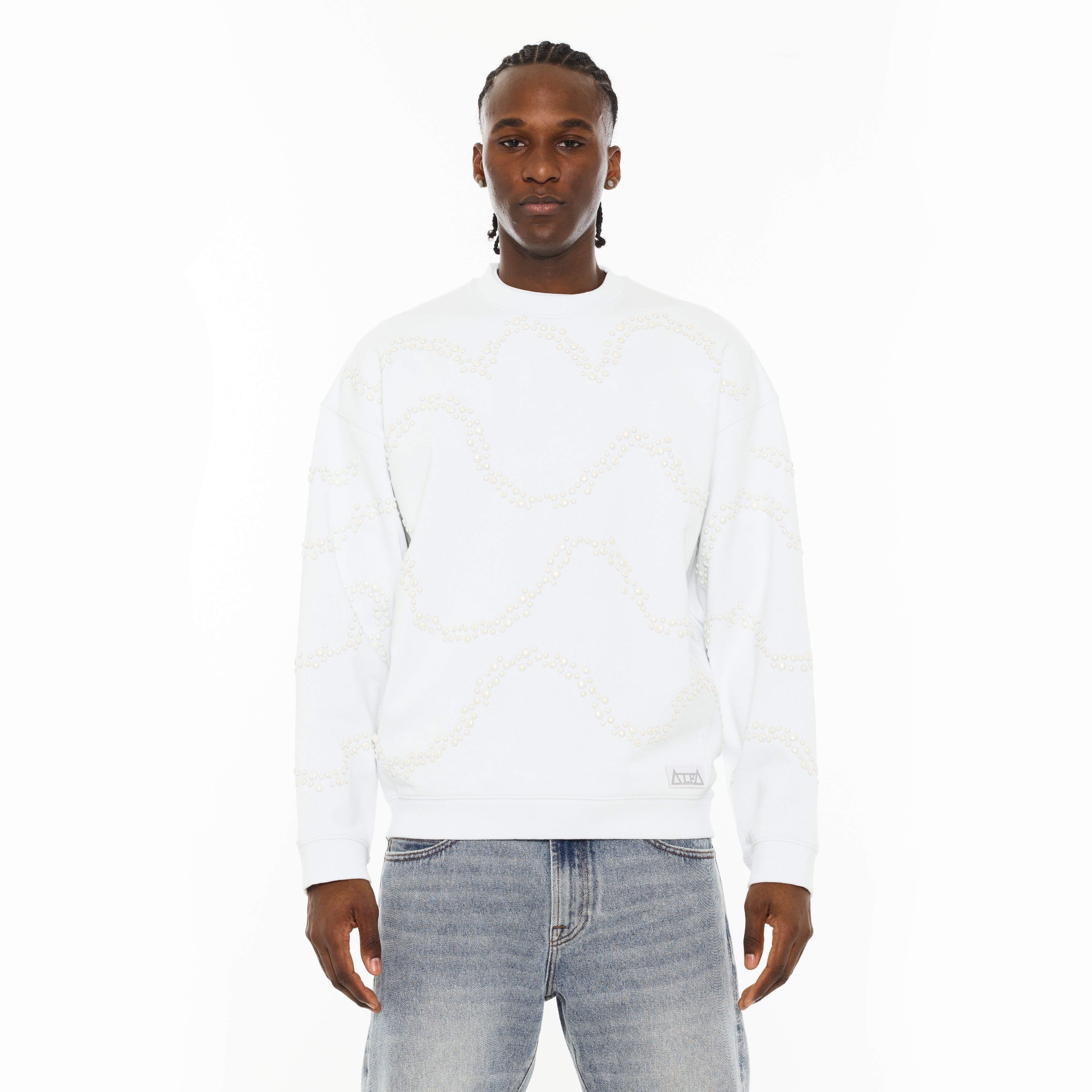 Cult x El Alfa Premium Crew Neck Fleece Sweatshirt in White