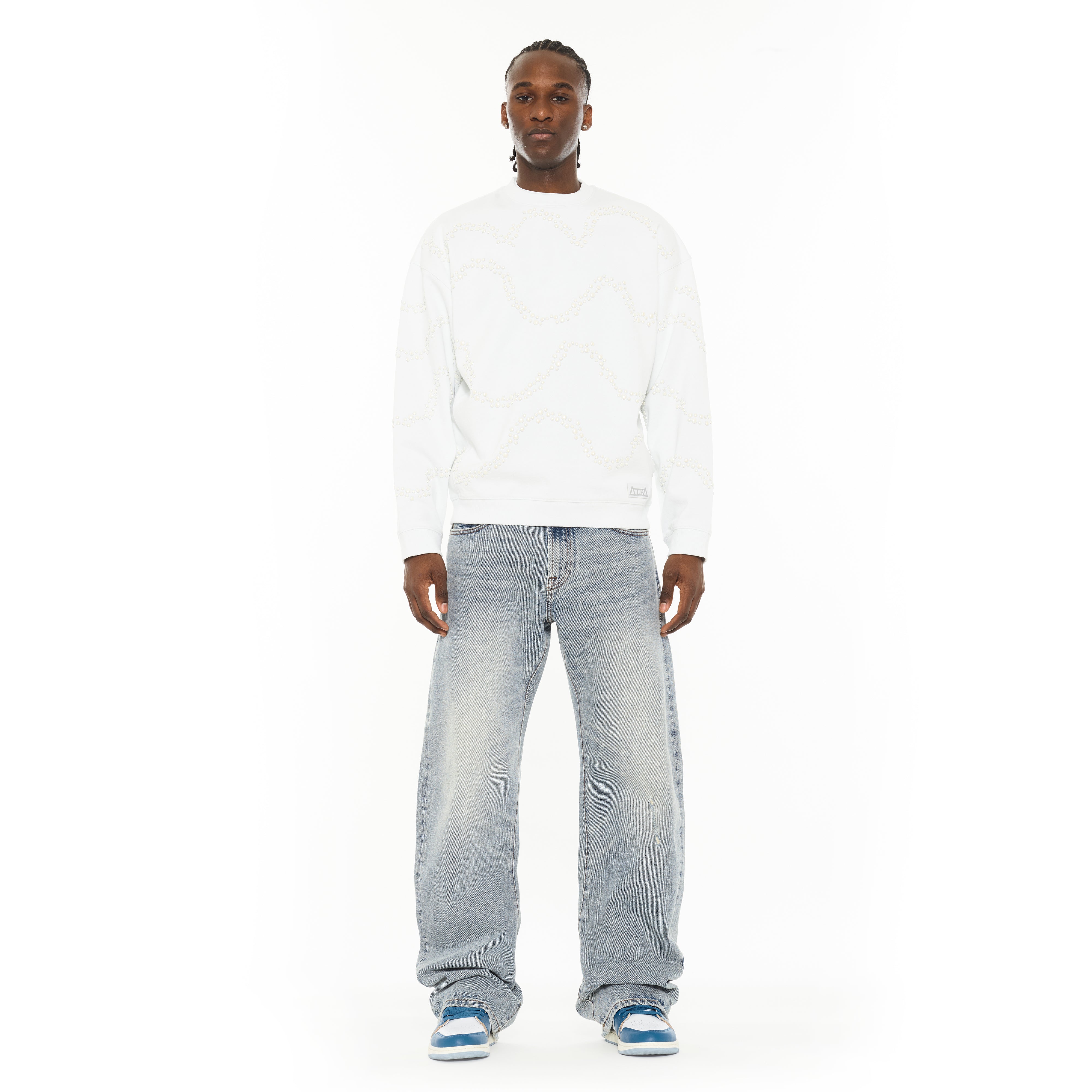Cult x El Alfa Premium Crew Neck Fleece Sweatshirt in White