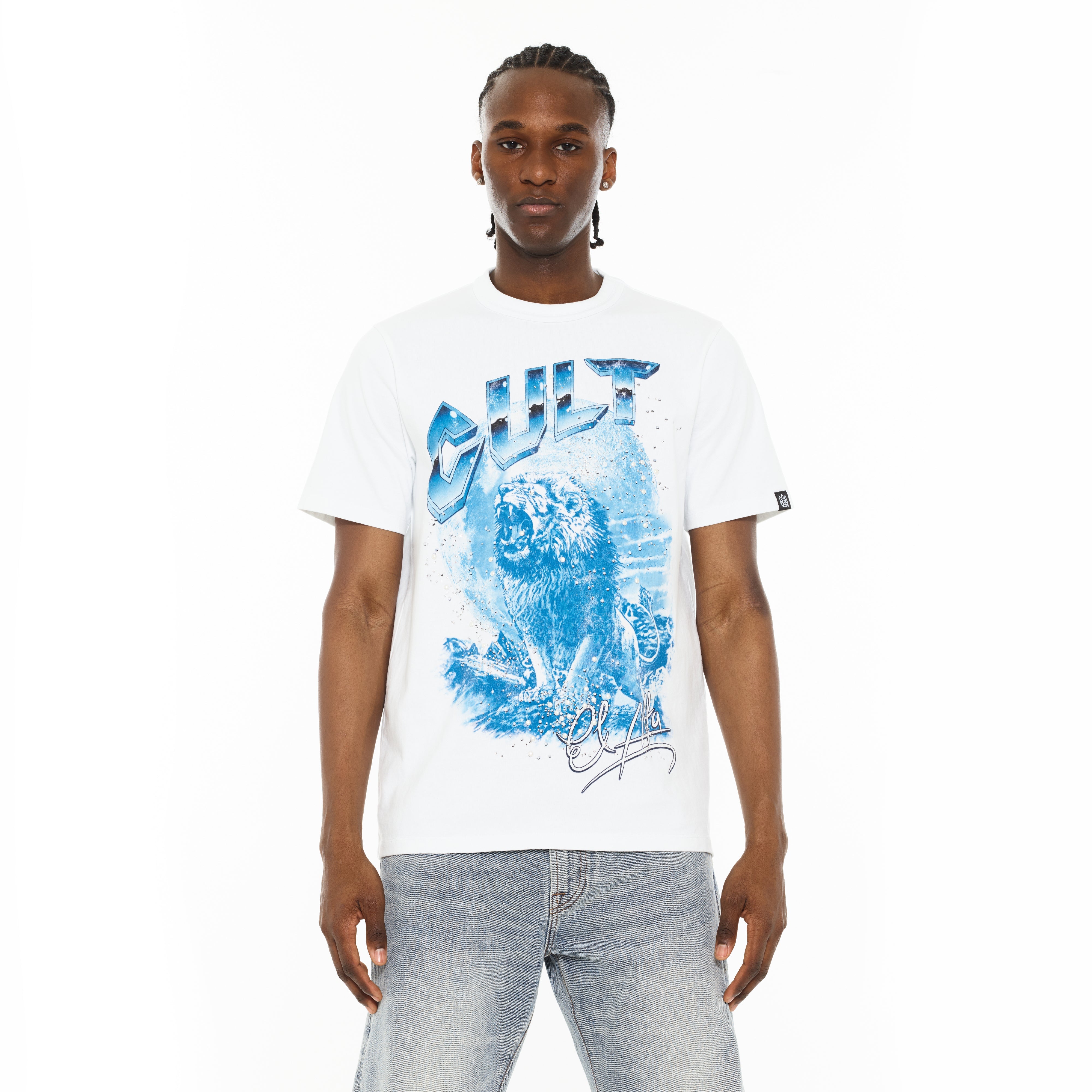 Cult x El Alfa Premium Crew Neck T-Shirt in White
