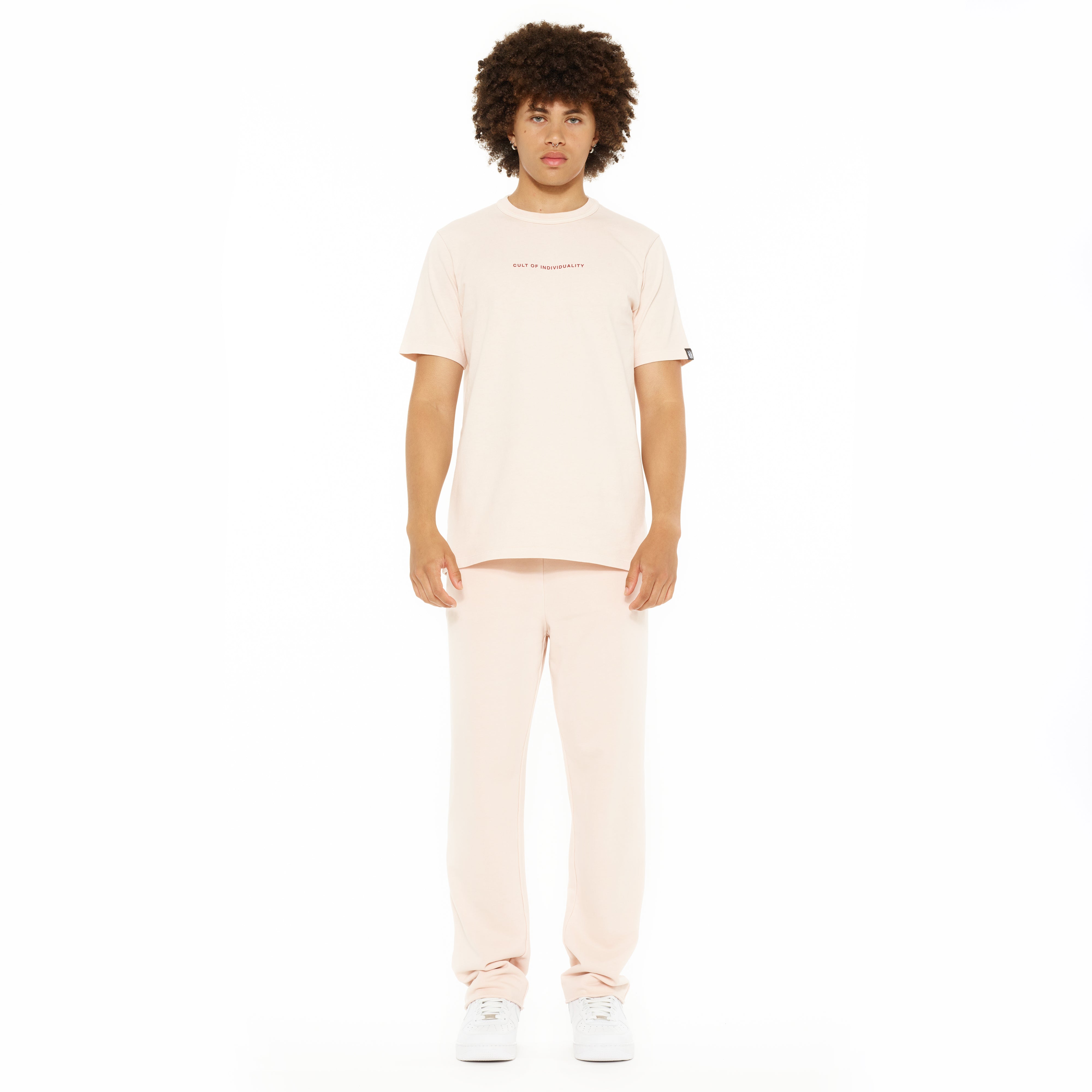 Cult's Heavyweight Short Sleeve Crew Neck Tee "Shimuchan" Logo in Powder Pink