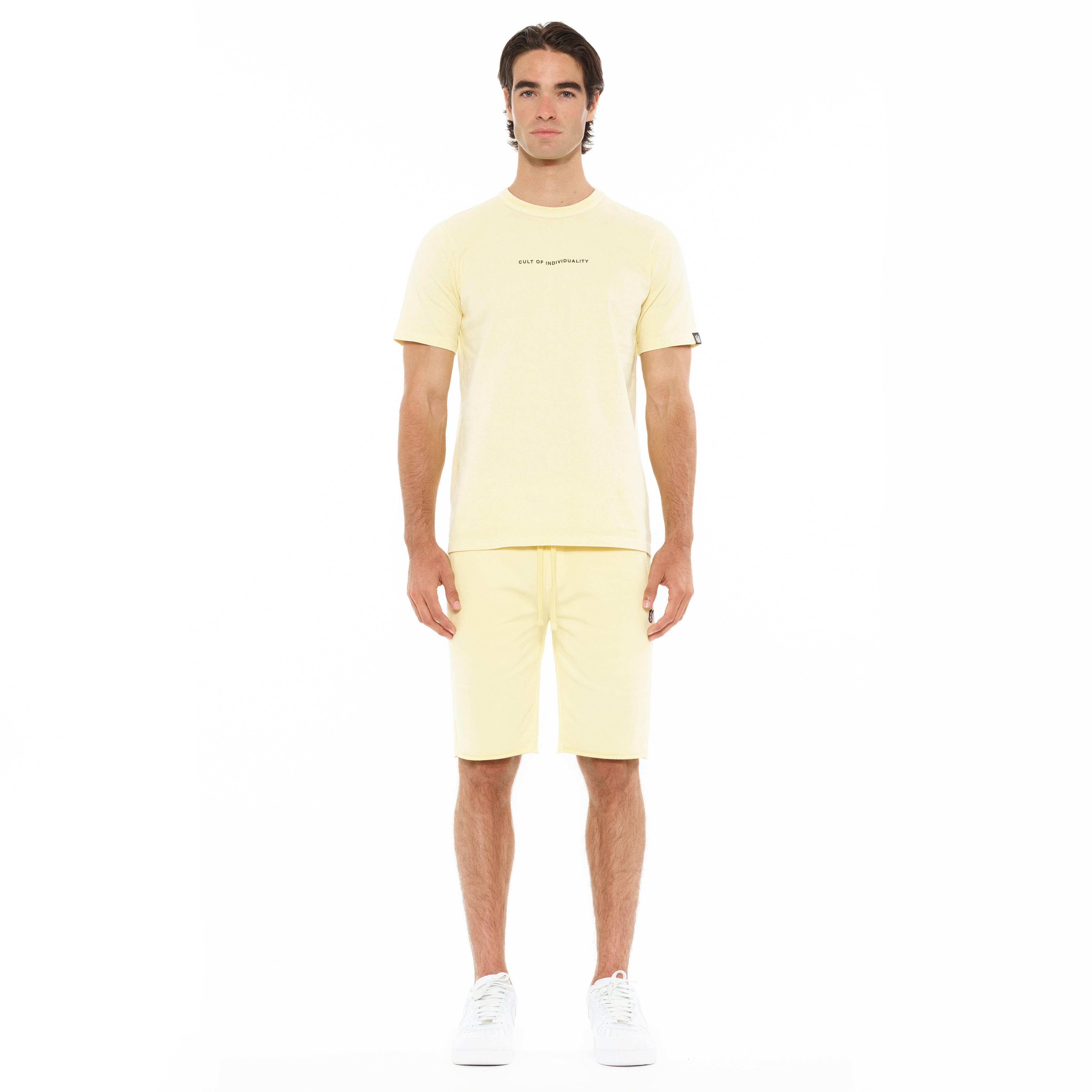 Cult's Heavyweight Short Sleeve Crew Neck Tee "Shimuchan" Logo in Banana