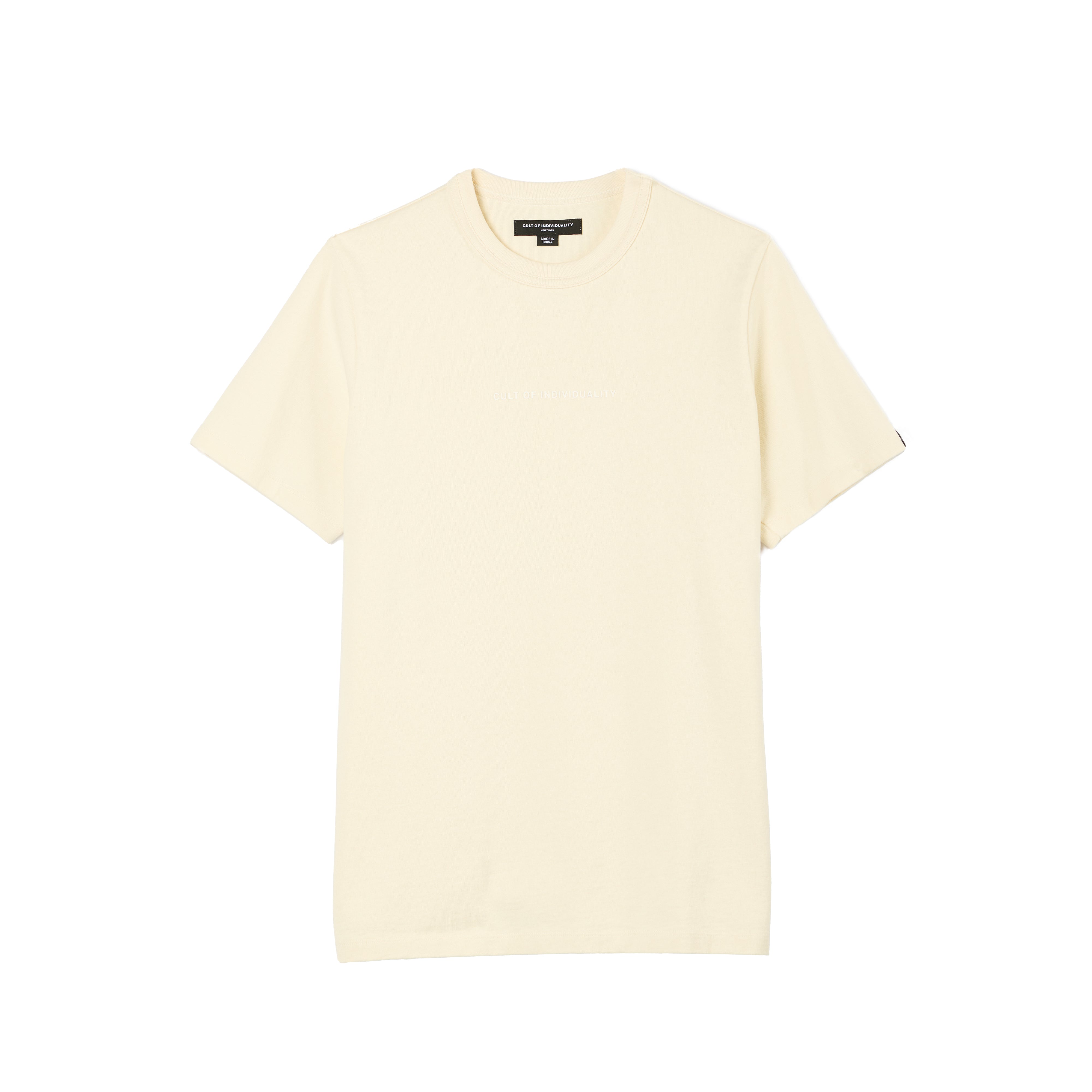 Cult's Heavyweight Short Sleeve Crew Neck Tee "Shimuchan" Logo in Winter White