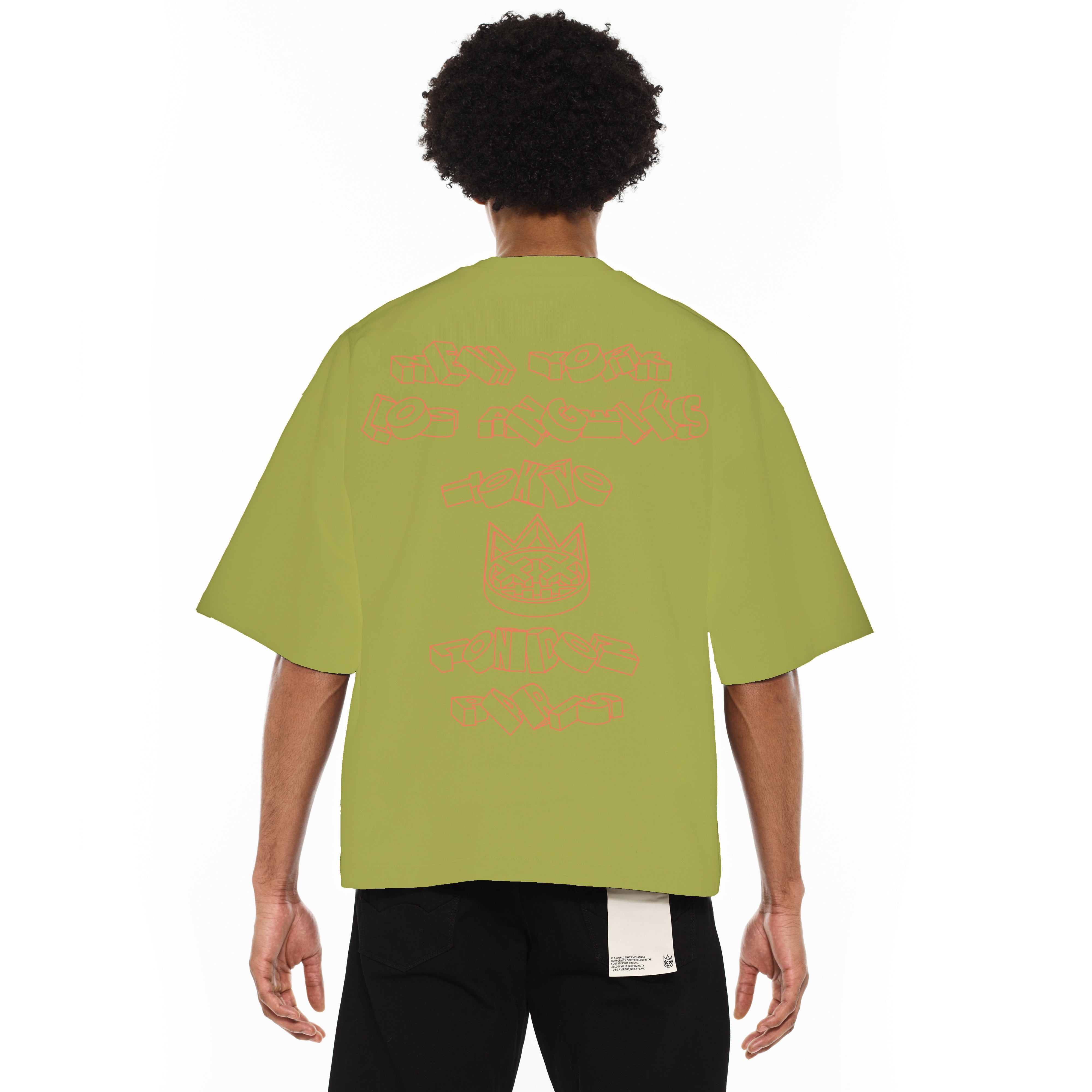 Cult's Oversized Heavyweight Boxy Fit Short Sleeve Crew Neck Tee "Cult Stacked" in Green Oasis