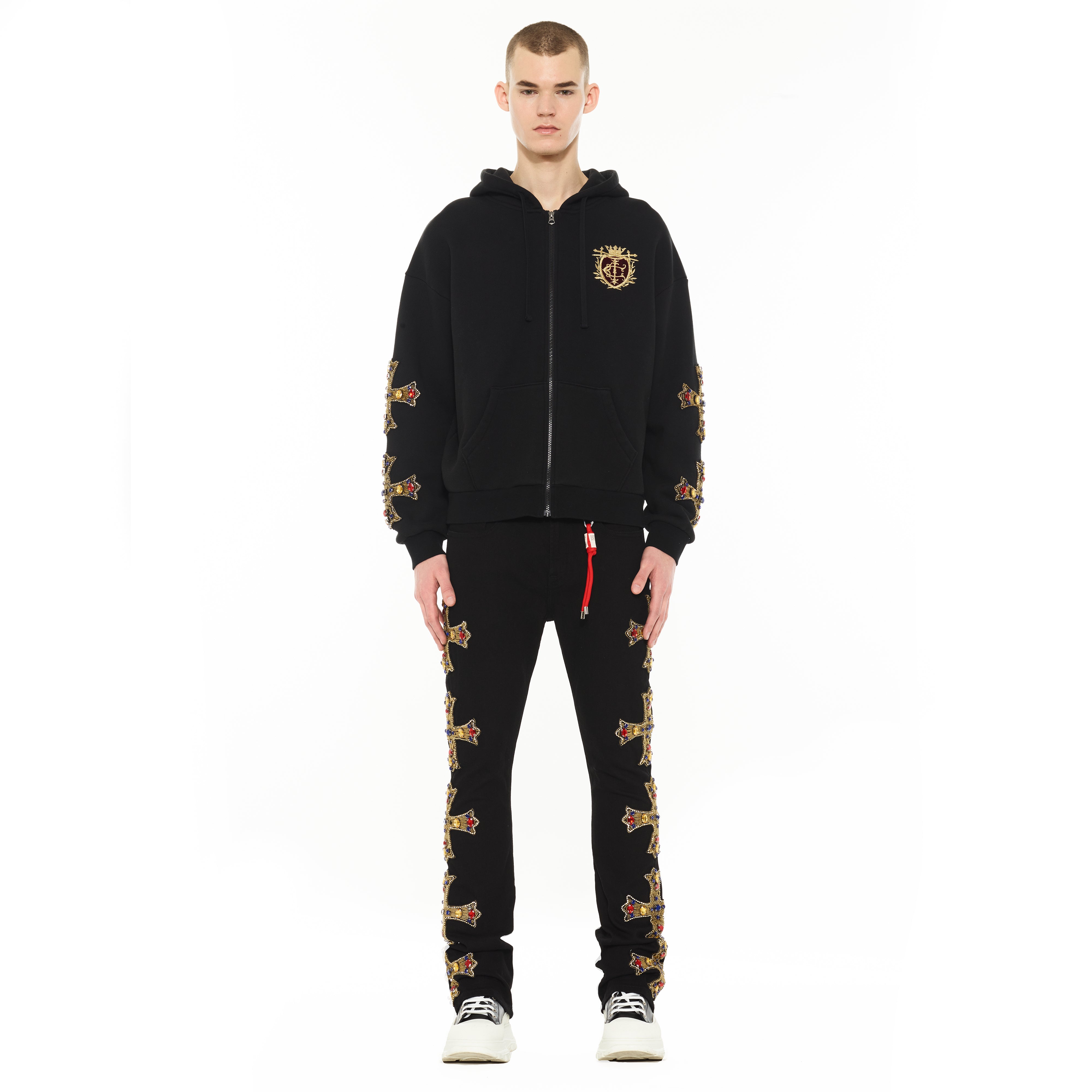 Cult's Zip Novelty Hoody "Family Crest" in Black