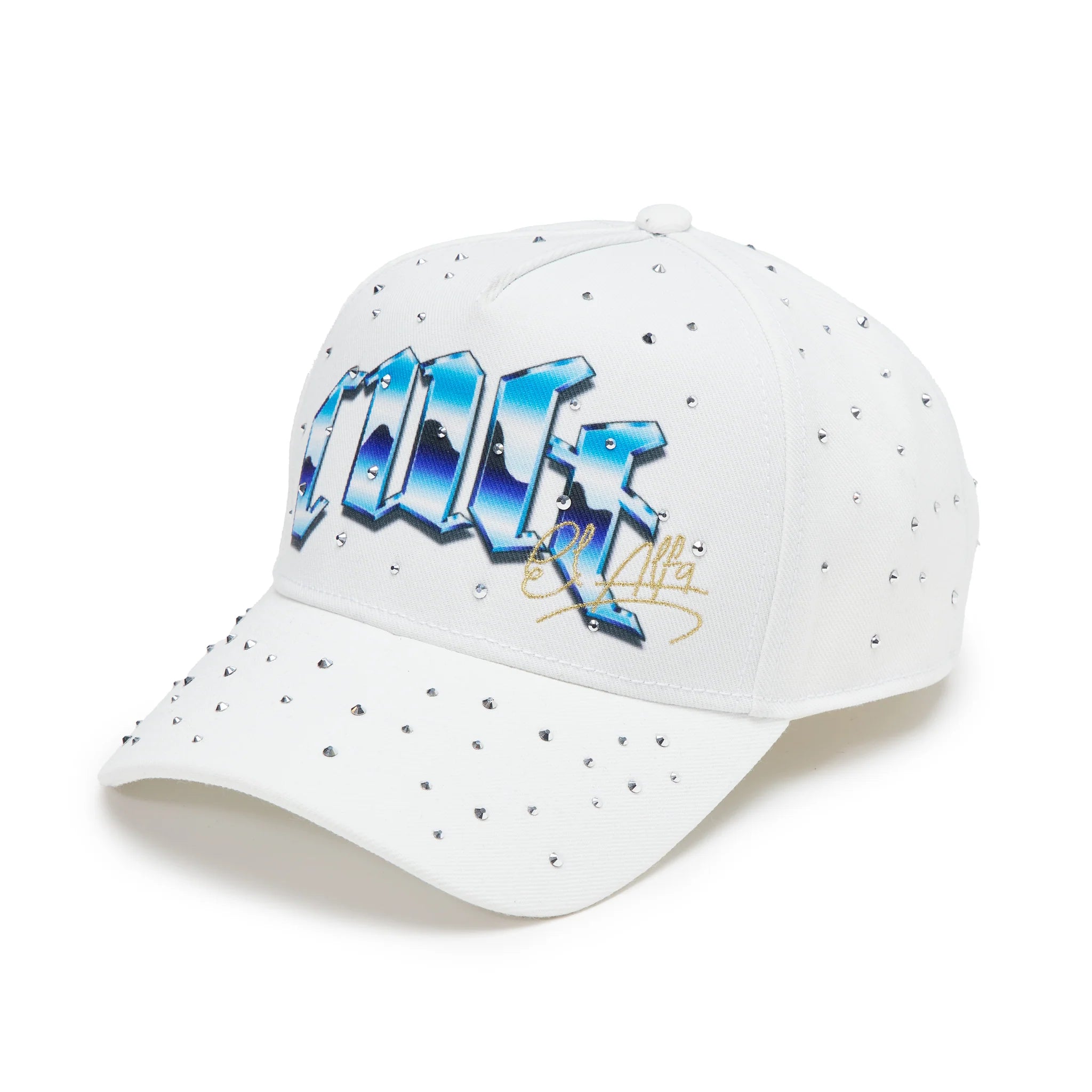 CULT X EL ALFA LOGO 5 PANEL A FRAME TRUCKER HAT "PANTHER - WINTER WHITE