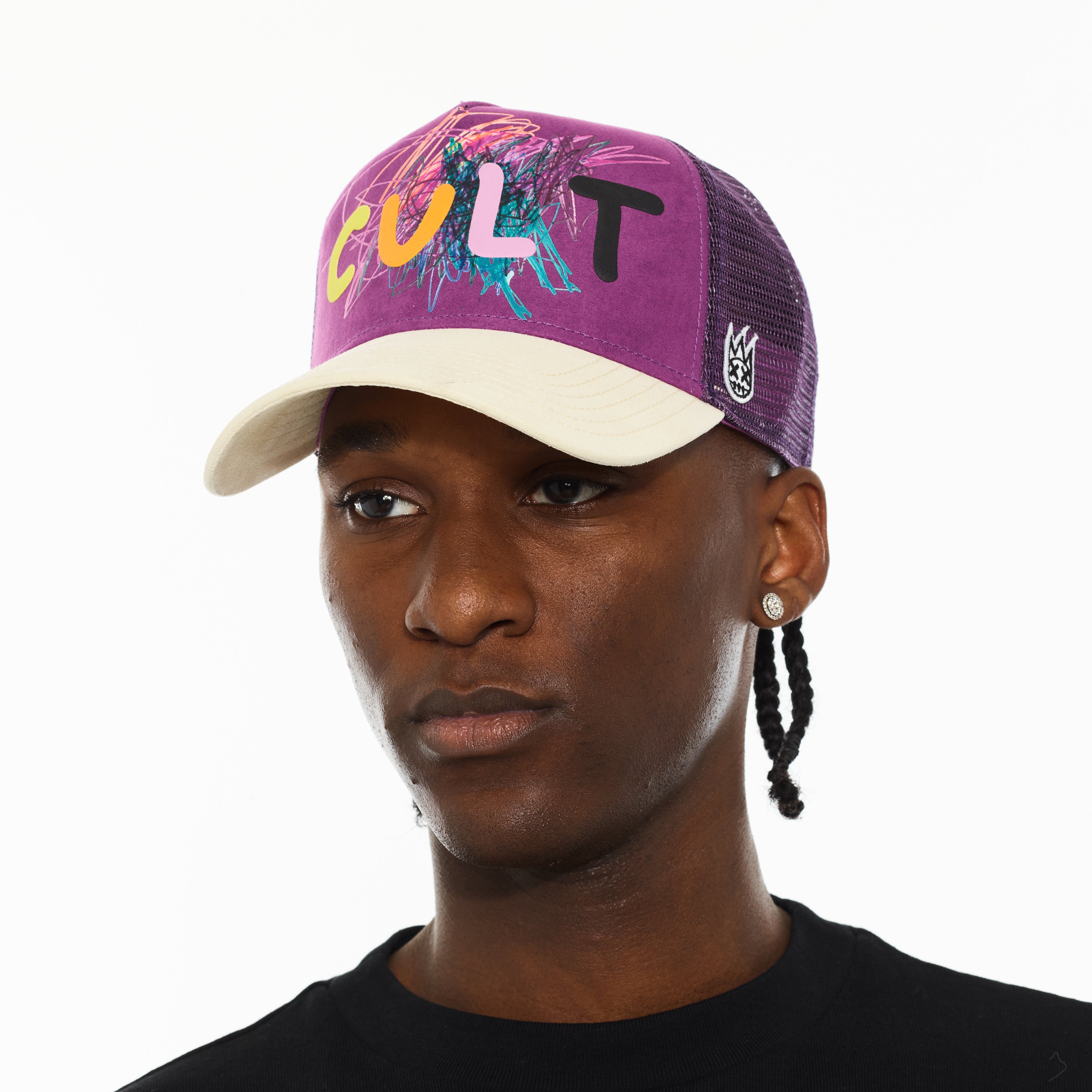 Cult's Logo Mesh Back Trucker Hat "Cult Logo" in Hyacinth Violet