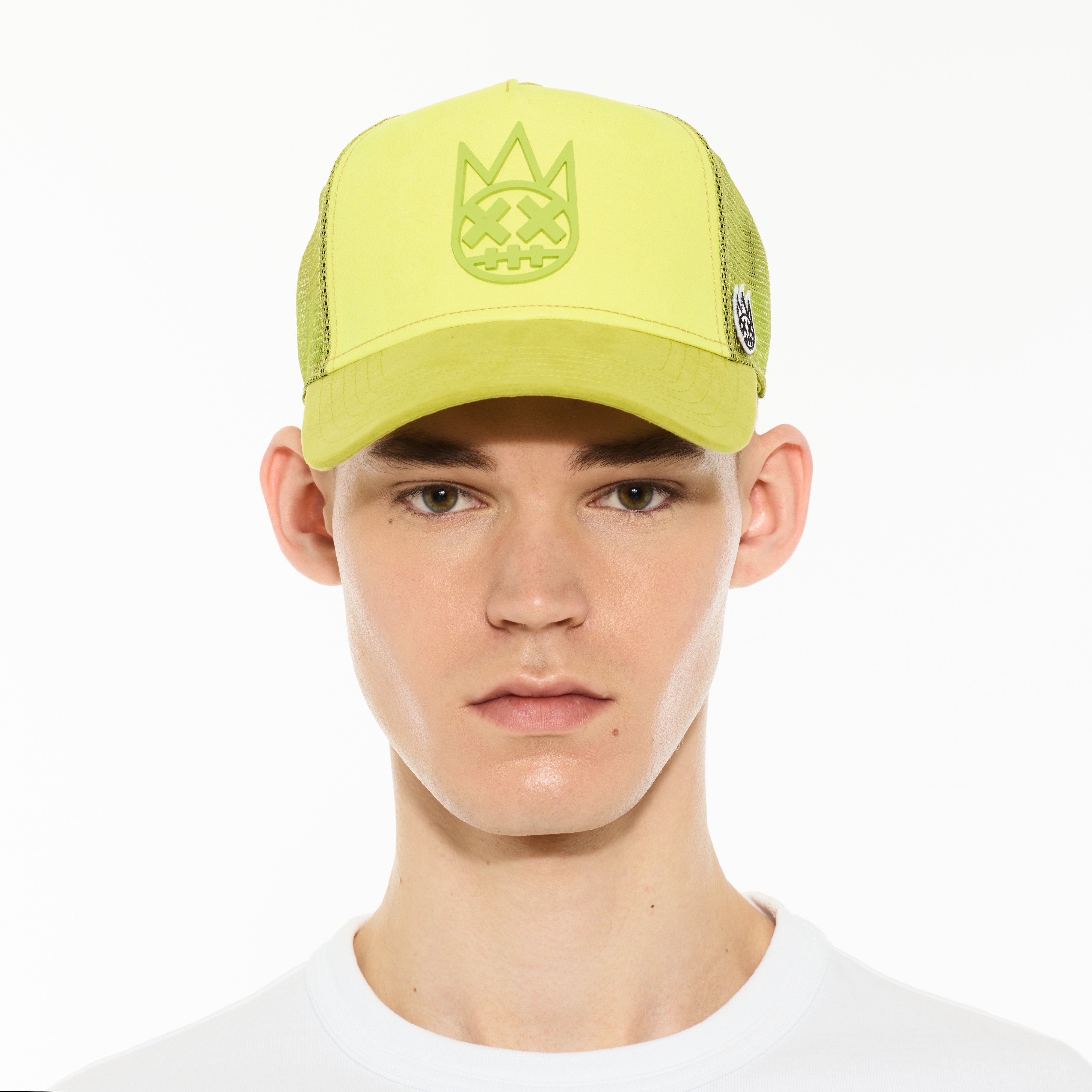 Cult's Logo Mesh Back Trucker Hat "Shimuchan" in Neon Yellow