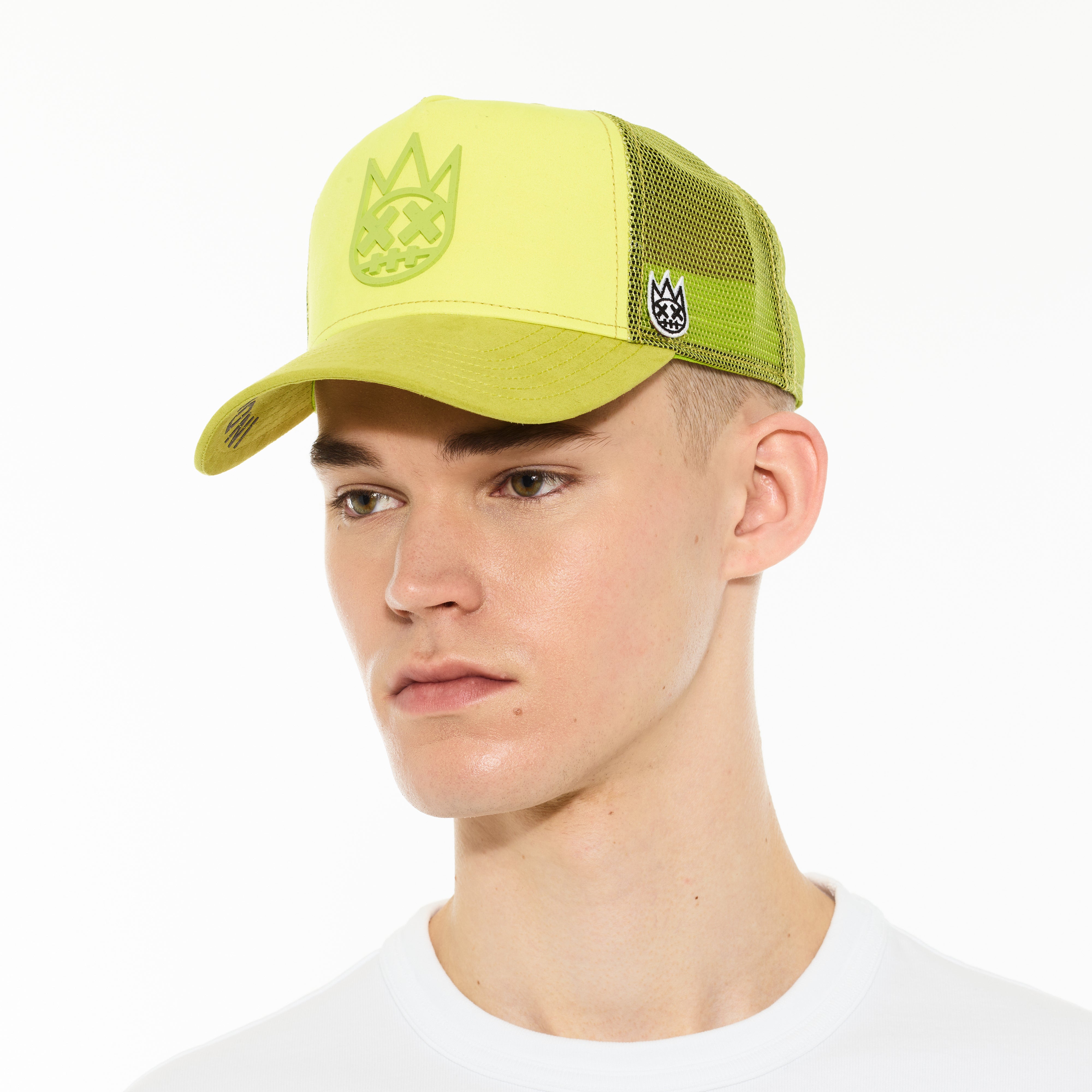 Cult's Logo Mesh Back Trucker Hat "Shimuchan" in Neon Yellow