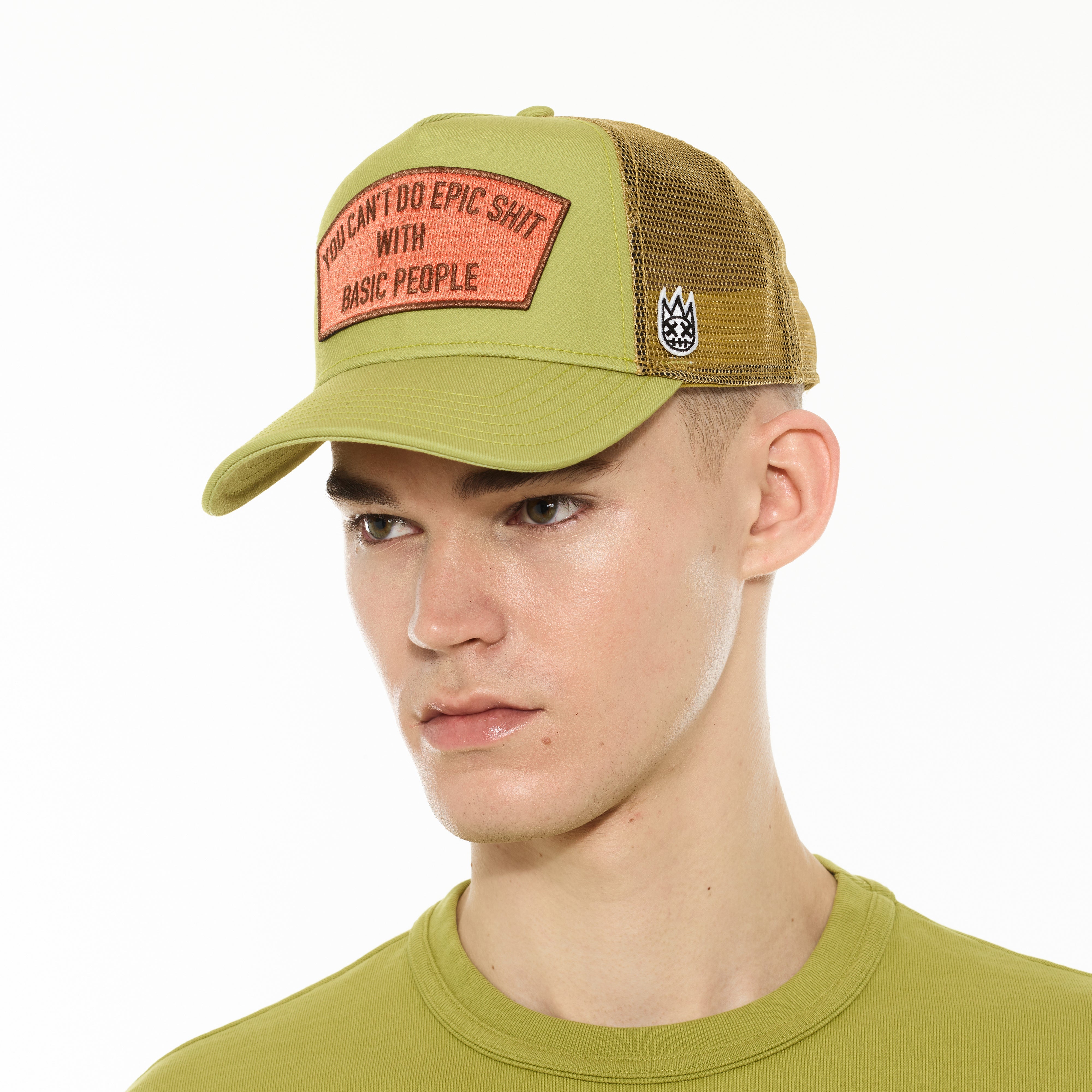 Cult's Logo Mesh Back Trucker Hat "Cant Do Epic Shit" in Green Oasis