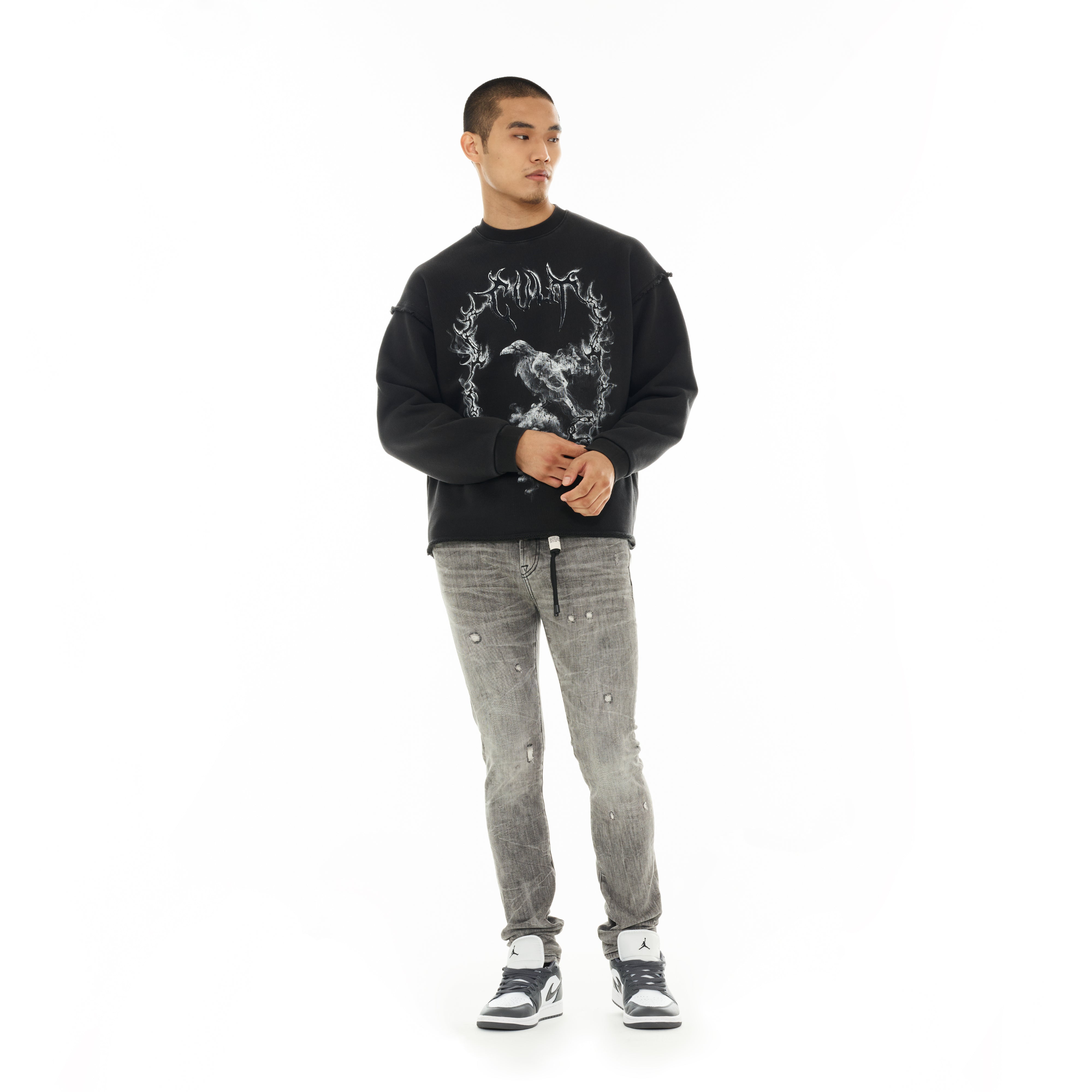 Cult's Novelty Fleece Crew Sweatshirt in Vintage Charcoal