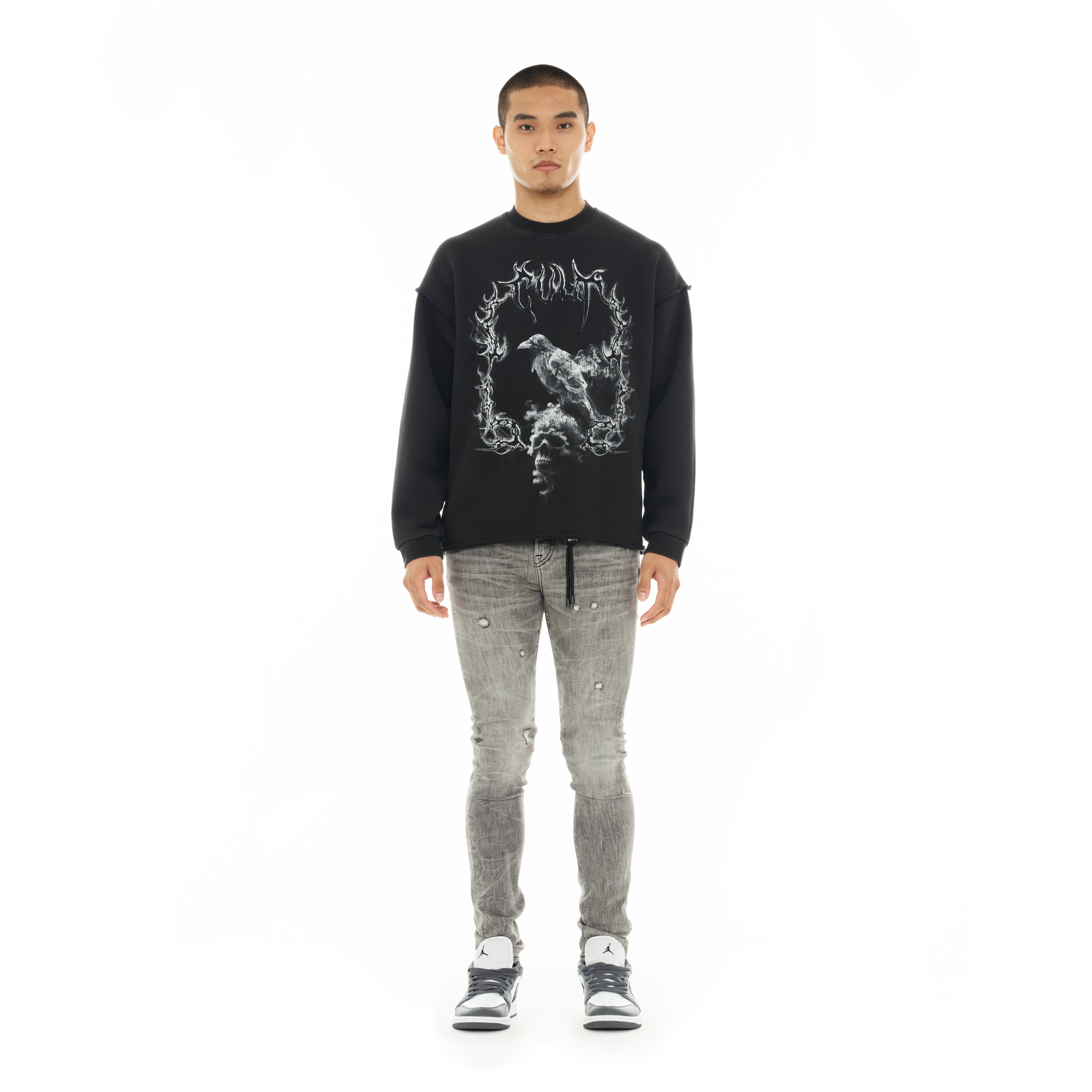 Cult's Novelty Fleece Crew Sweatshirt in Vintage Charcoal
