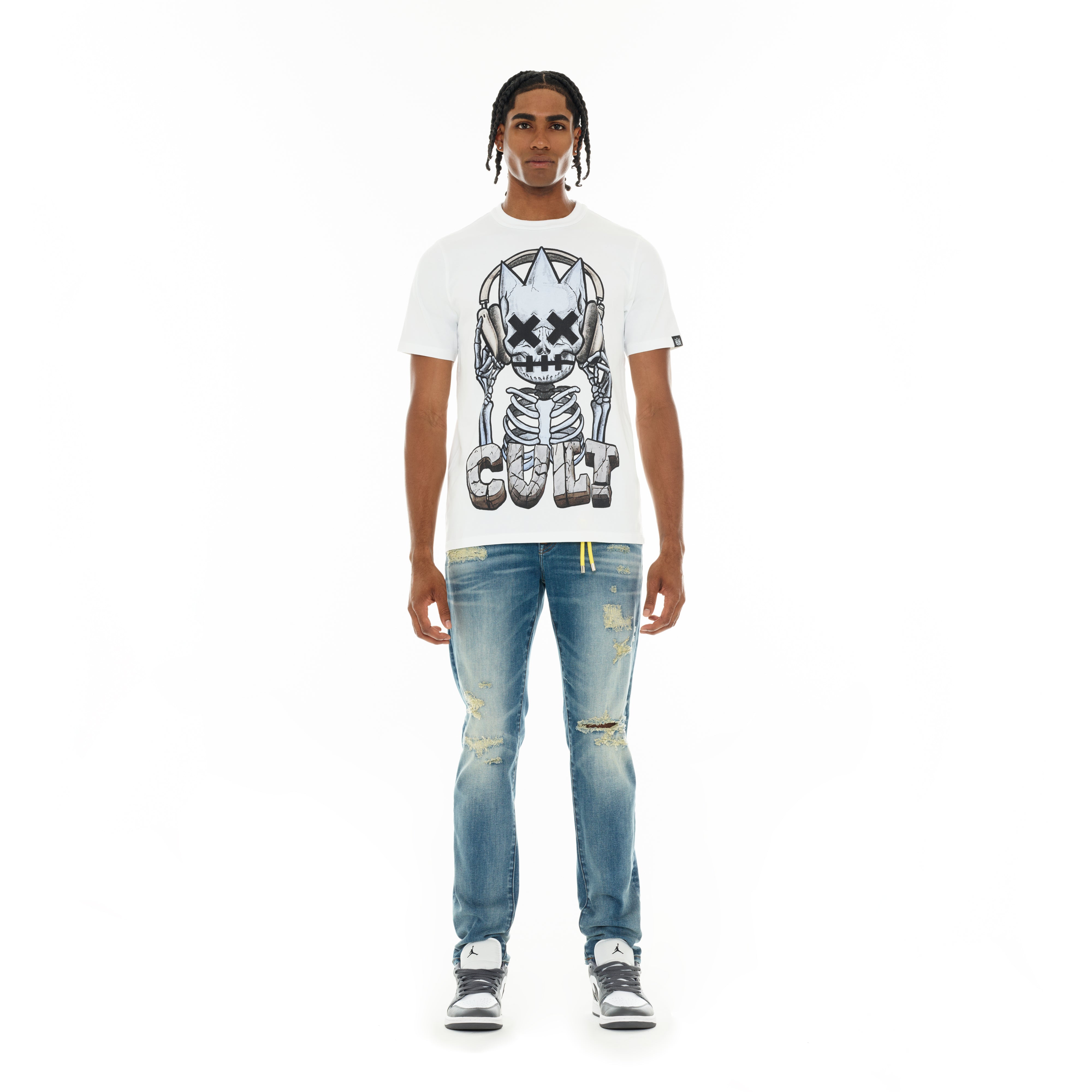 Cult's Short Sleeve Crew Neck Tee "Evolution" in White