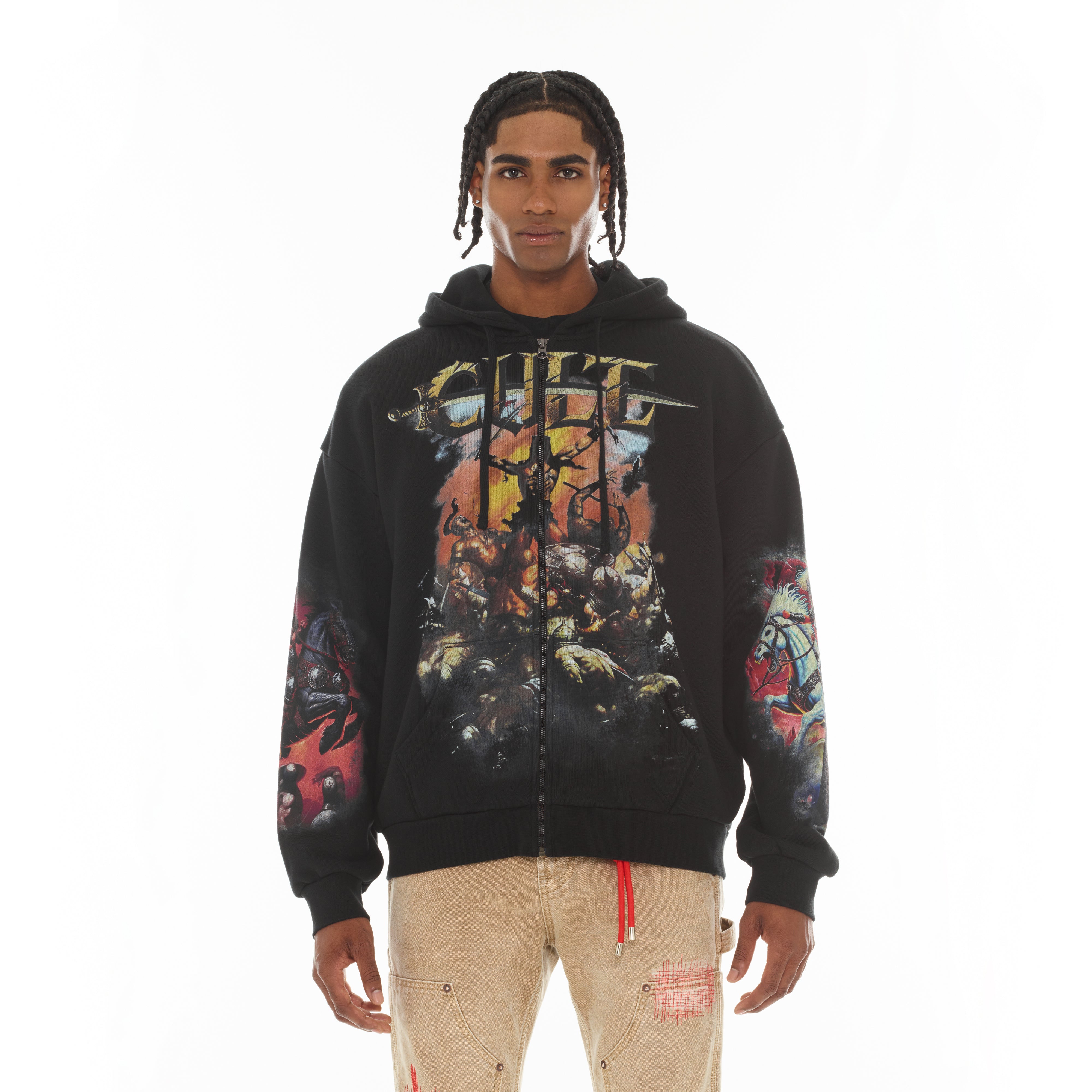Cult's Zip Novelty Hoody "Horseman" in Black